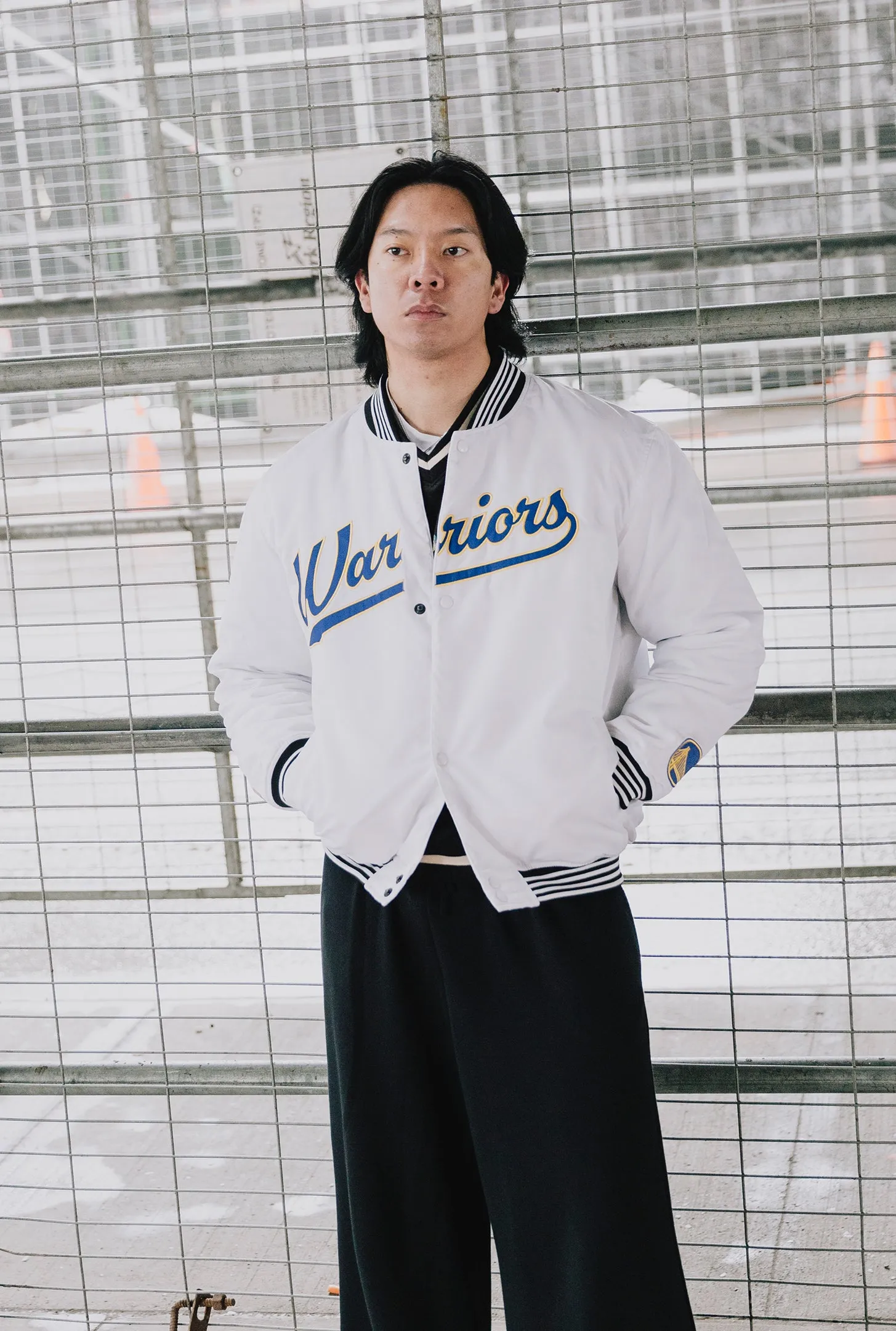 Golden State Warriors Nylon Varsity Jacket - White sold by Peace-Collective product image thumbnail 3