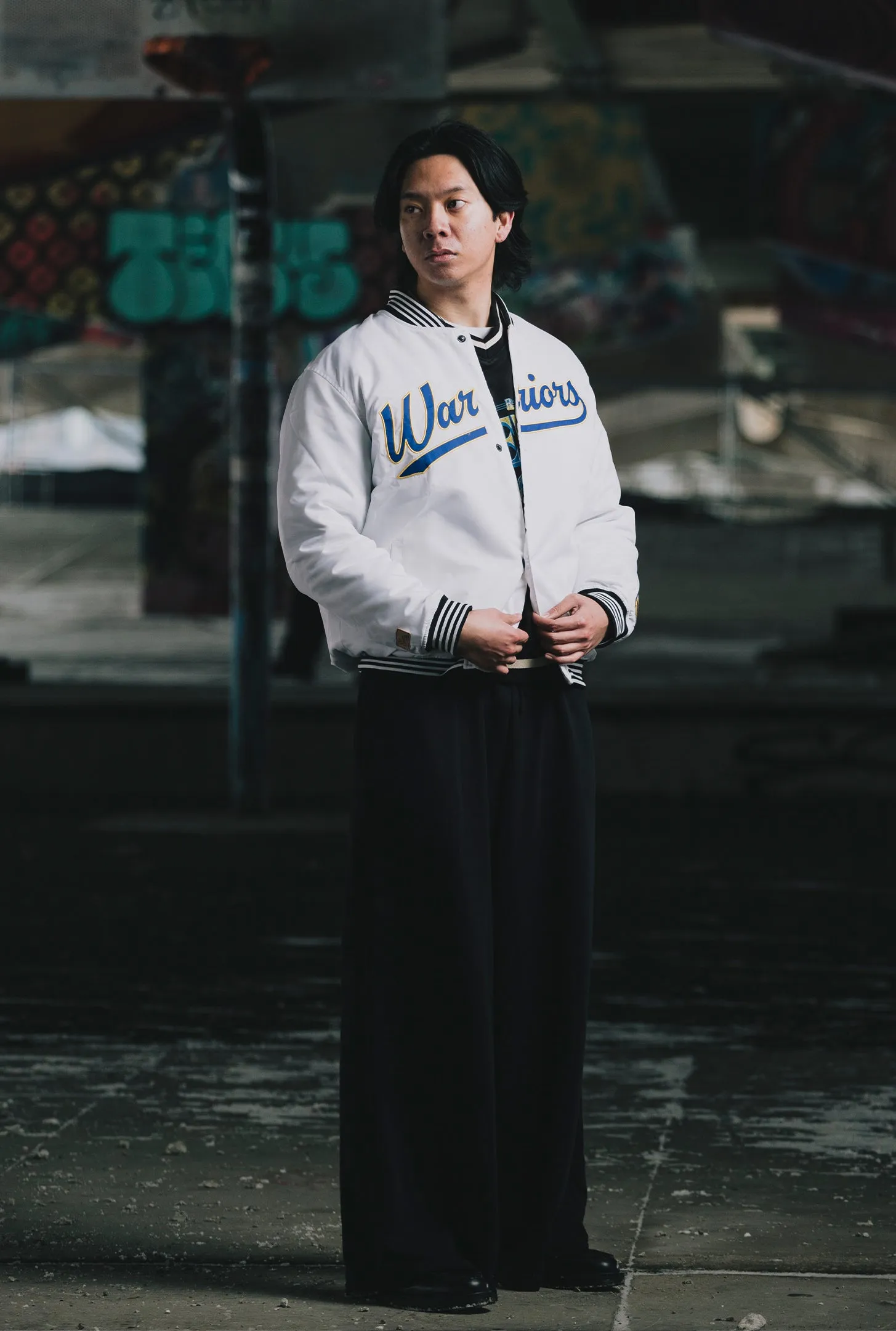 Golden State Warriors Nylon Varsity Jacket - White sold by Peace-Collective product image thumbnail 4