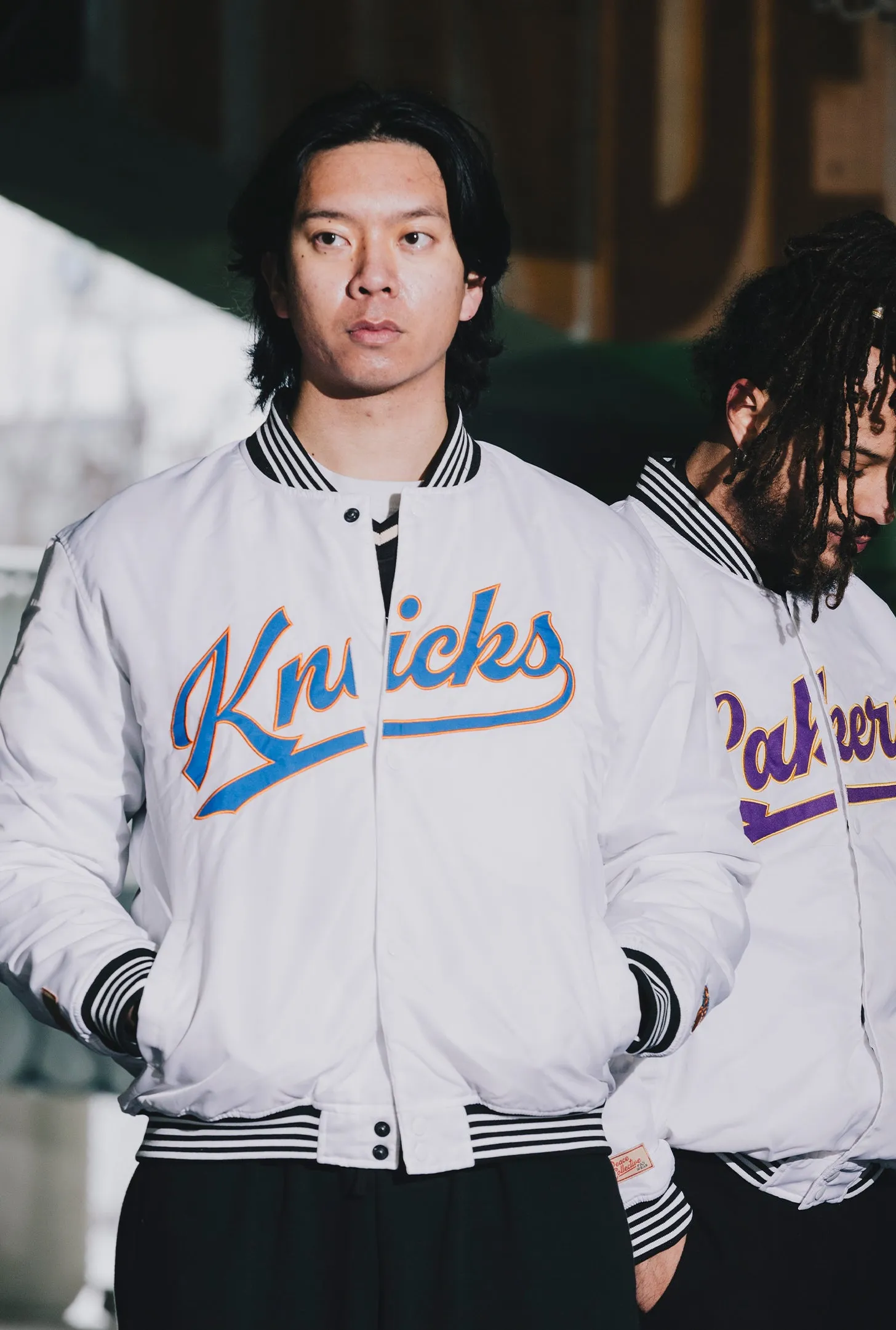 New York Knicks Nylon Varsity Jacket - White sold by Peace-Collective product image thumbnail 3
