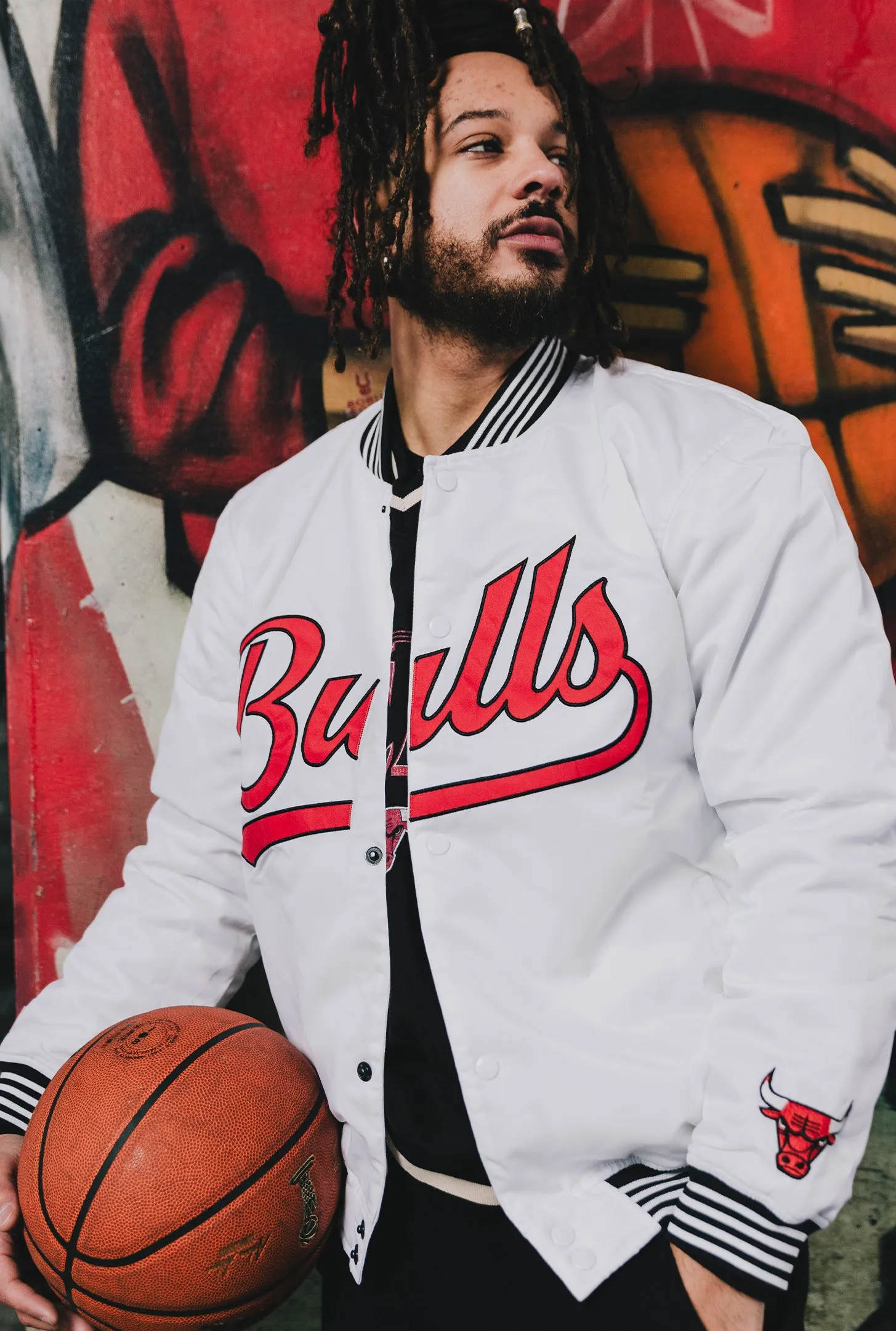 Chicago Bulls Nylon Varsity Jacket - White sold by Peace-Collective product image thumbnail 3