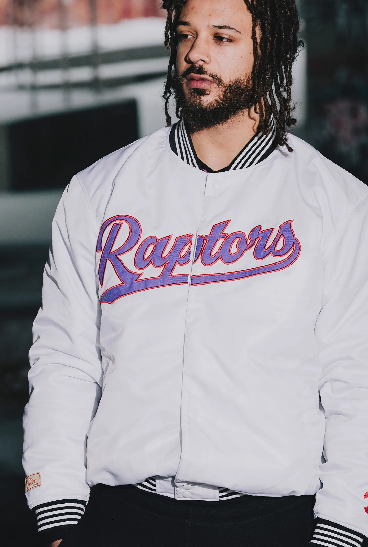 Toronto Raptors Nylon Varsity Jacket - White sold by Peace-Collective product image thumbnail 3