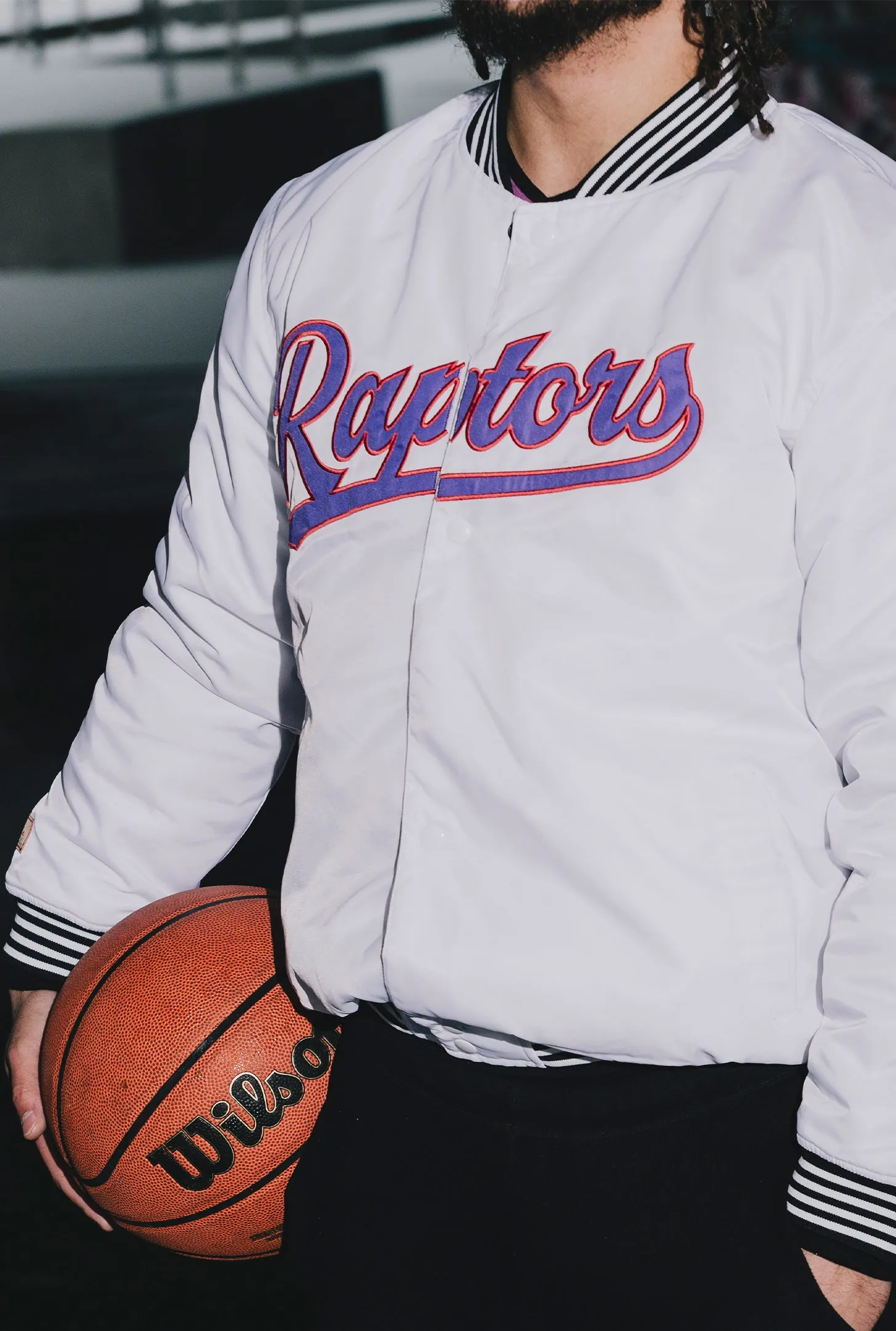 Toronto Raptors Nylon Varsity Jacket - White sold by Peace-Collective product image thumbnail 5