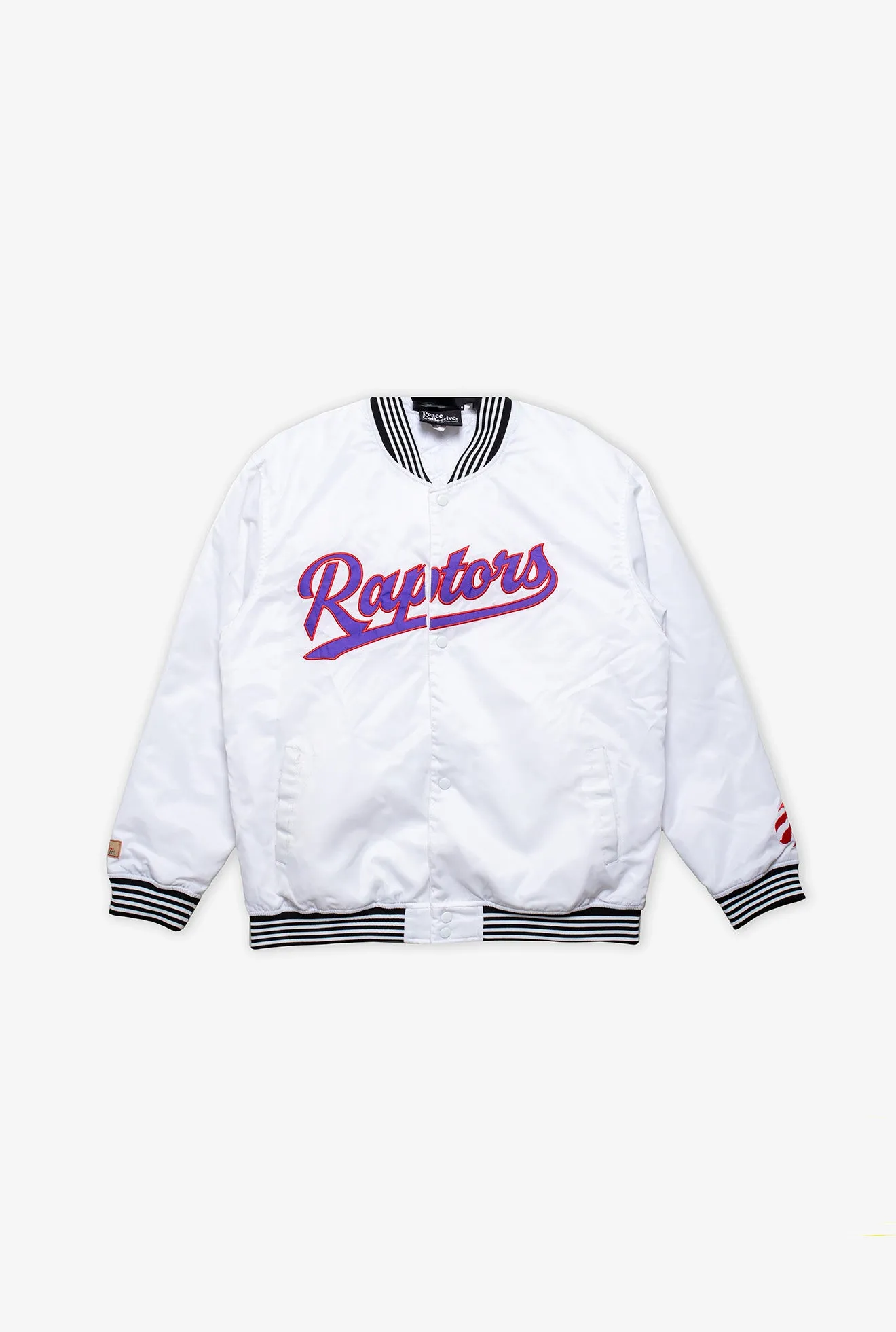 Toronto Raptors Nylon Varsity Jacket - White sold by Peace-Collective