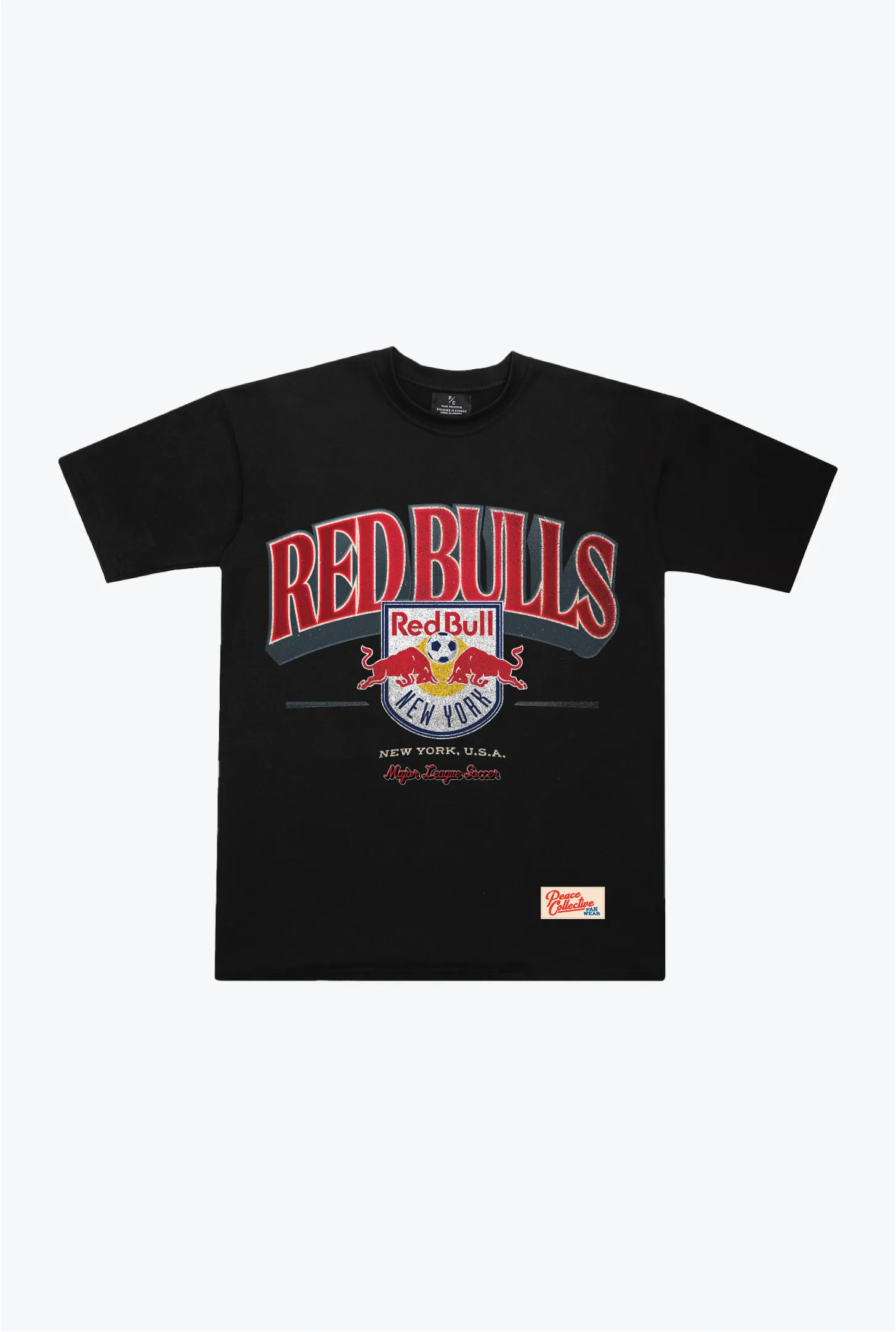 New York Red Bulls Staple Heavyweight T-Shirt - Black sold by Peace-Collective