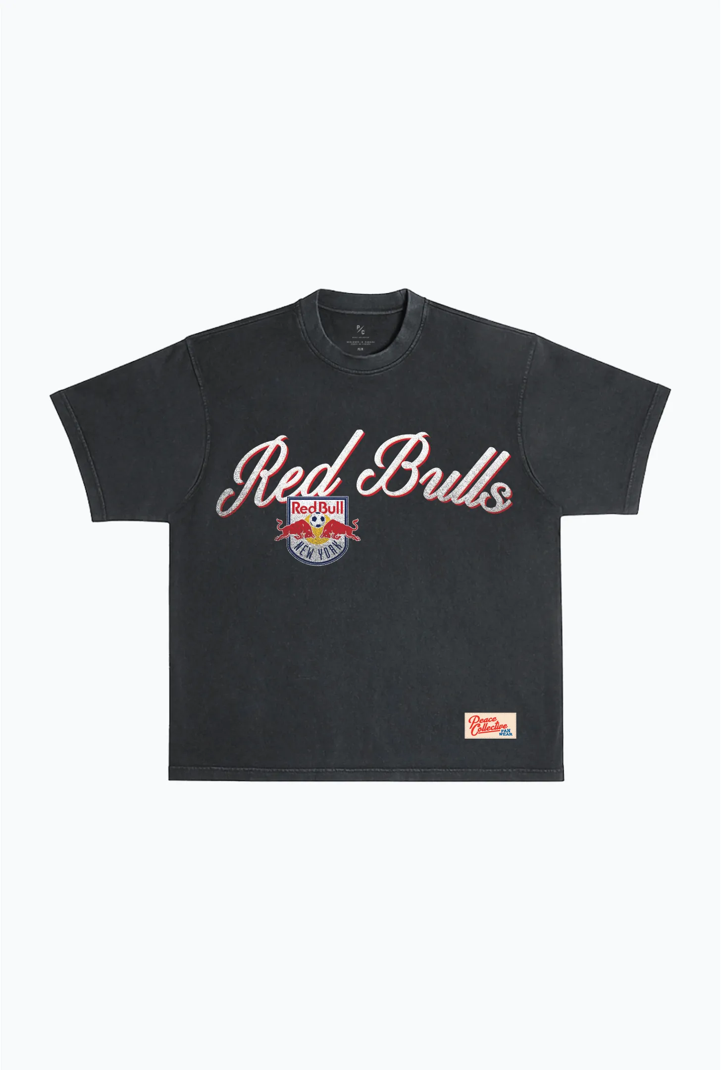 New York Red Bulls Script Heavyweight Garment Dyed T-Shirt - Black sold by Peace-Collective