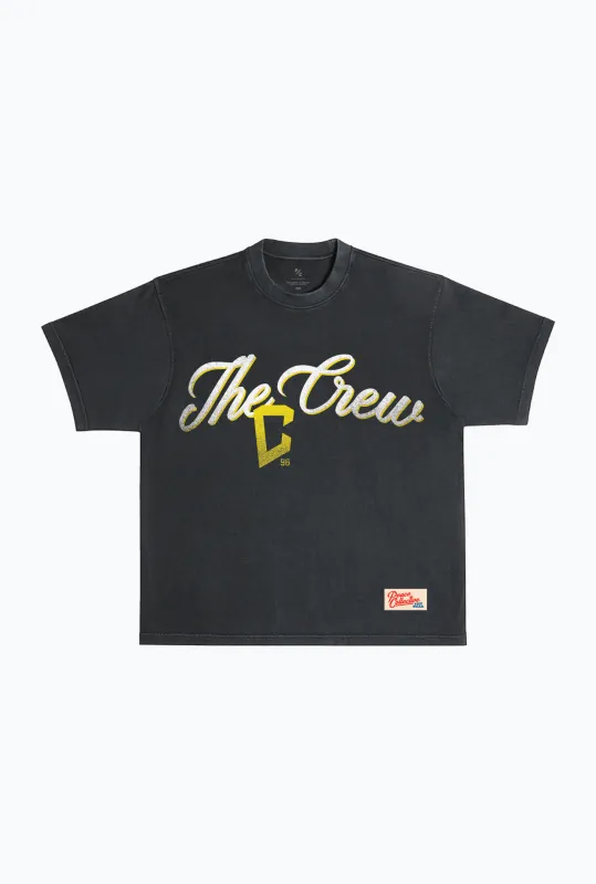 Columbus Crew Script Heavyweight Garment Dyed T-Shirt - Black sold by Peace-Collective