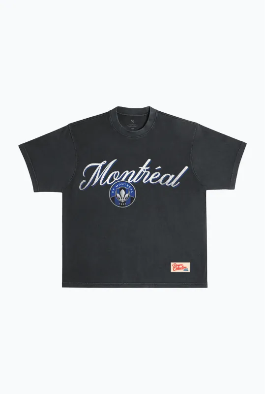 CF Montreal Script Heavyweight Garment Dyed T-Shirt - Black sold by Peace-Collective