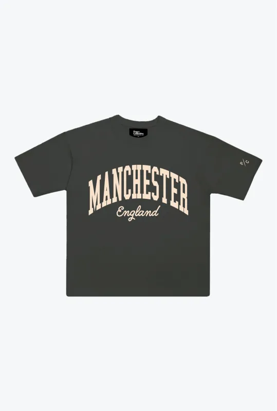 Manchester Tourist Heavyweight Garment Dyed T-Shirt - Black made by Peace-Collective