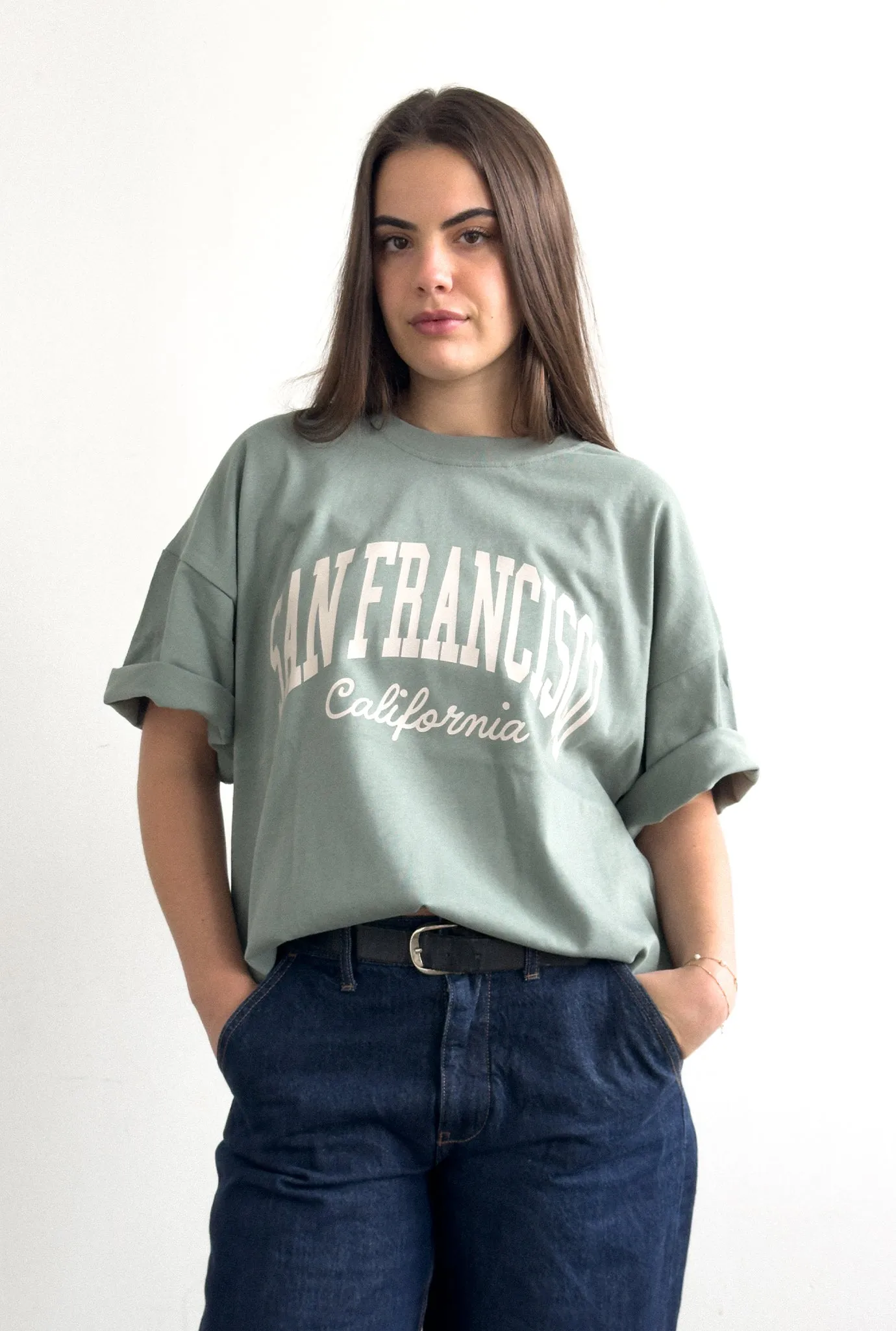 San Francisco Tourist Heavyweight Garment Dyed T-Shirt - Eucalyptus sold by Peace-Collective product image thumbnail 2