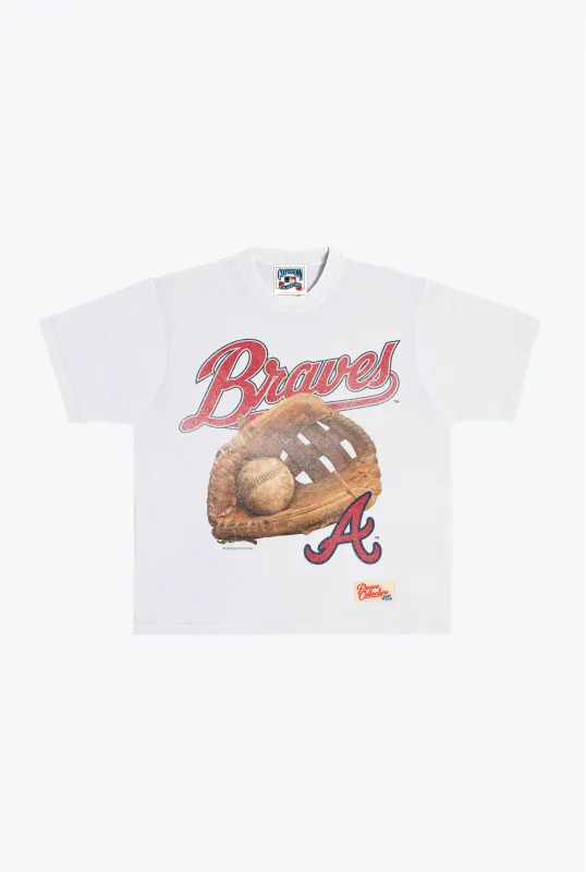 Atlanta Braves Glove Vintage  Heavyweight T-Shirt - White sold by Peace-Collective