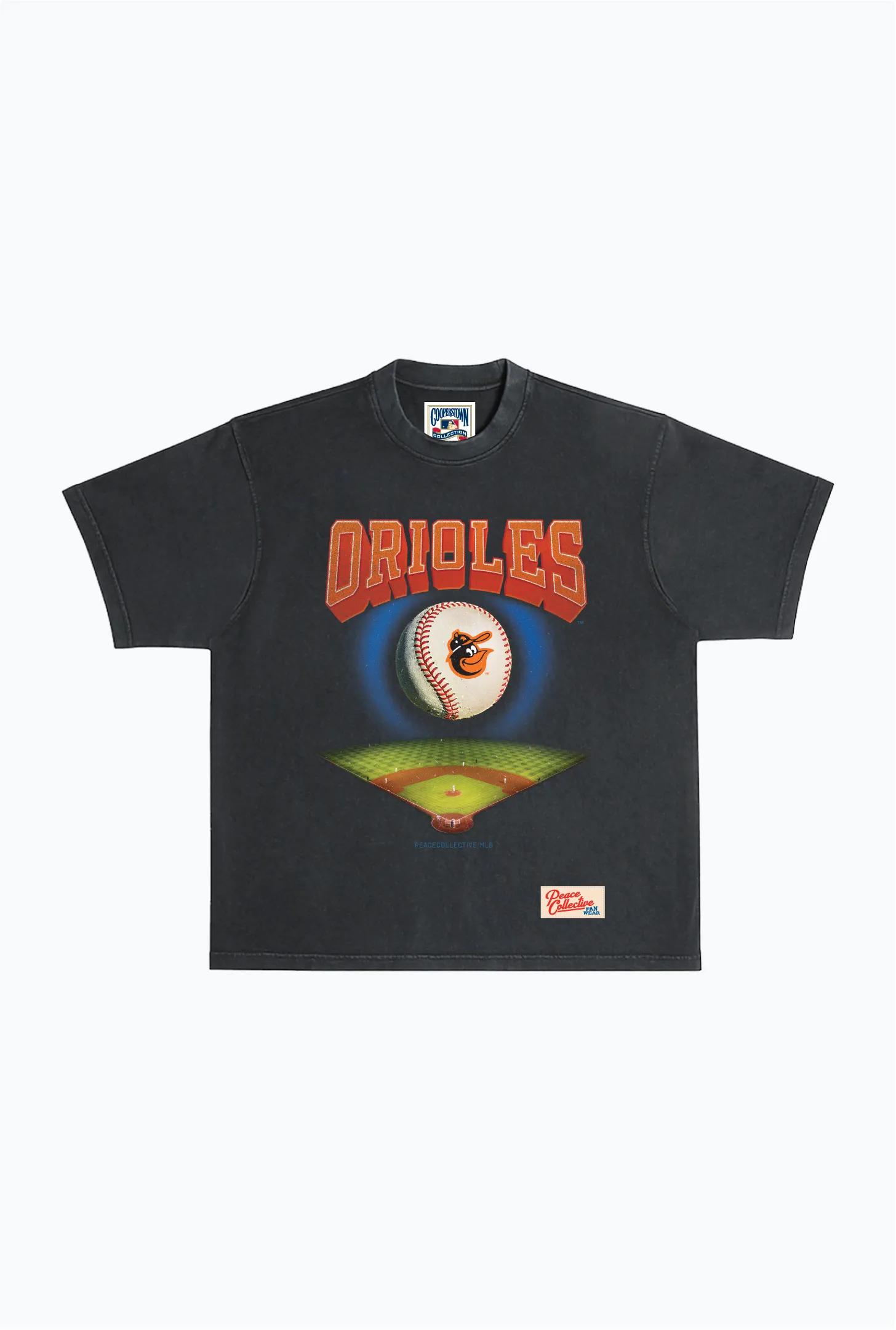 Baltimore Orioles Field Heavyweight Garment Dyed T-Shirt - Black sold by Peace-Collective