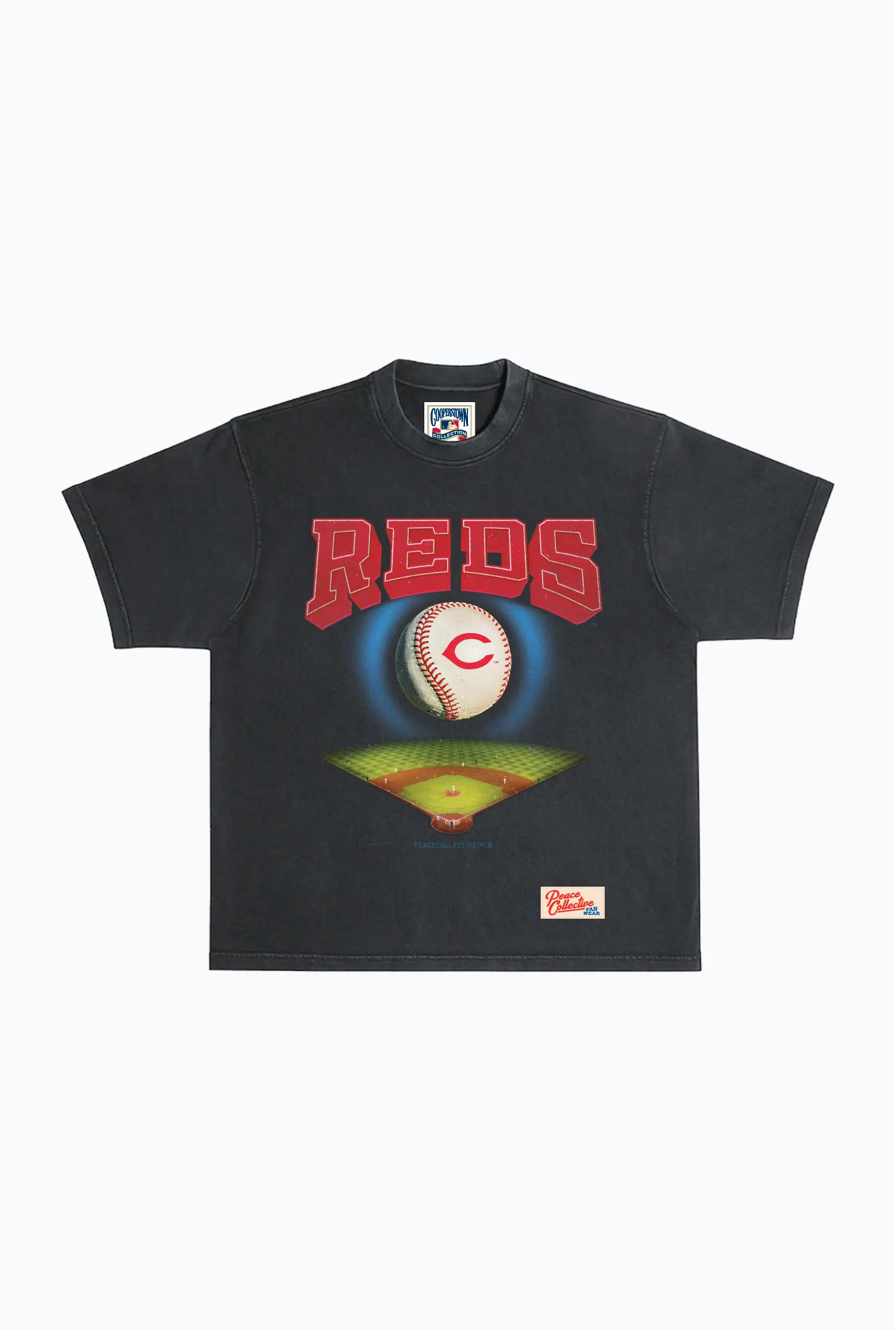 Cincinnati Reds Field Heavyweight Garment Dyed T-Shirt - Black sold by Peace-Collective