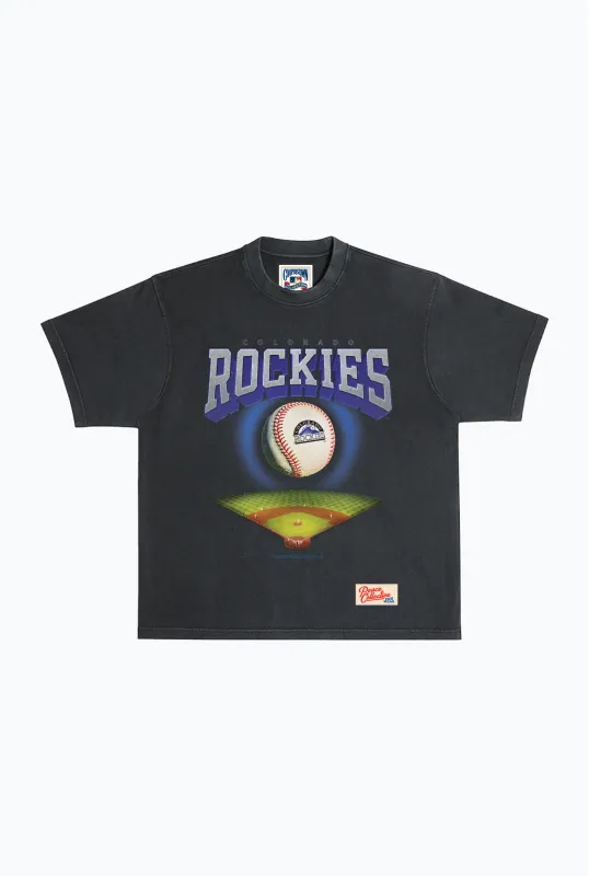 Colorado Rockies Field Heavyweight Garment Dyed T-Shirt - Black sold by Peace-Collective