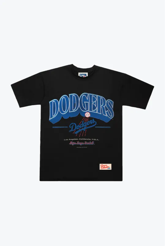 Los Angeles Dodgers Vintage Graphic Heavyweight T-Shirt - Black sold by Peace-Collective