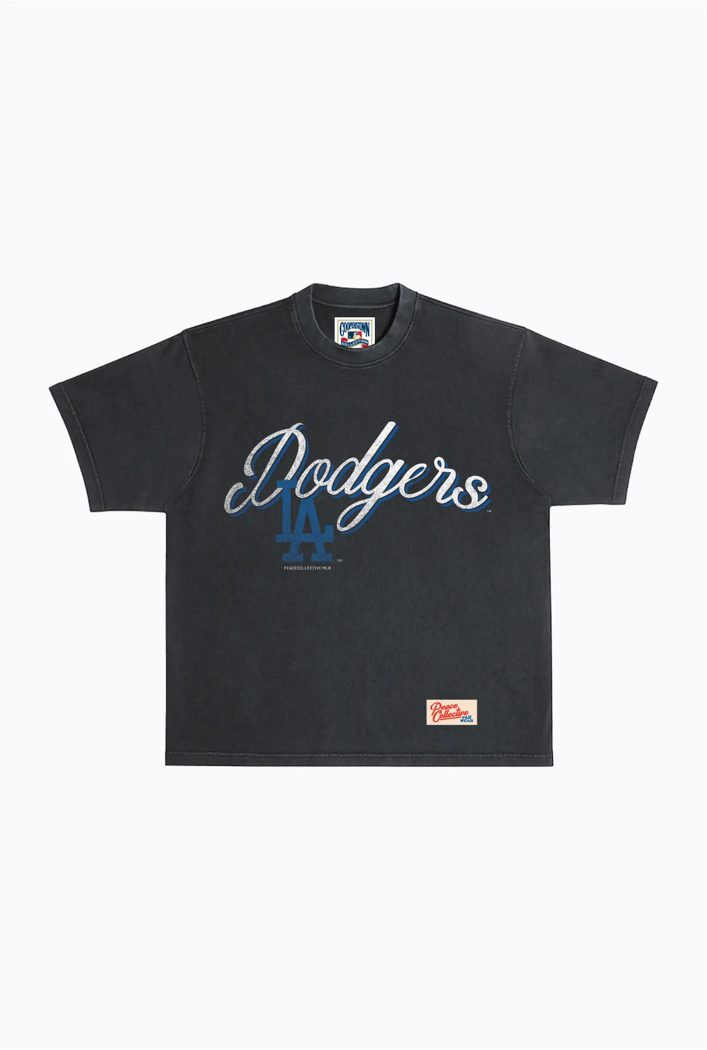 Los Angeles Dodgers Vintage Graphic Heavyweight Garment Dyed T-Shirt - Black sold by Peace-Collective