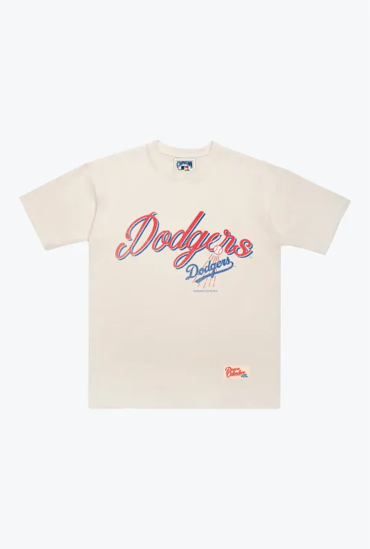 Los Angeles Dodgers Vintage Graphic Heavyweight T-Shirt - Ivory sold by Peace-Collective