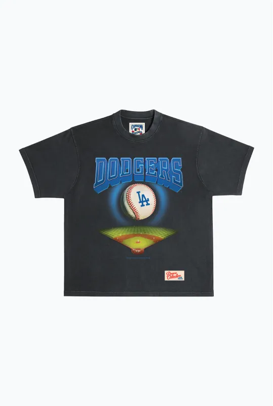 Los Angeles Dodgers Field Heavyweight Garment Dyed T-Shirt - Black sold by Peace-Collective