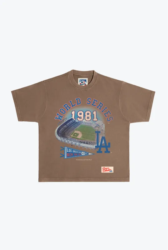 Los Angeles Dodgers Vintage Heavyweight Garment Dyed T-Shirt - Sand sold by Peace-Collective