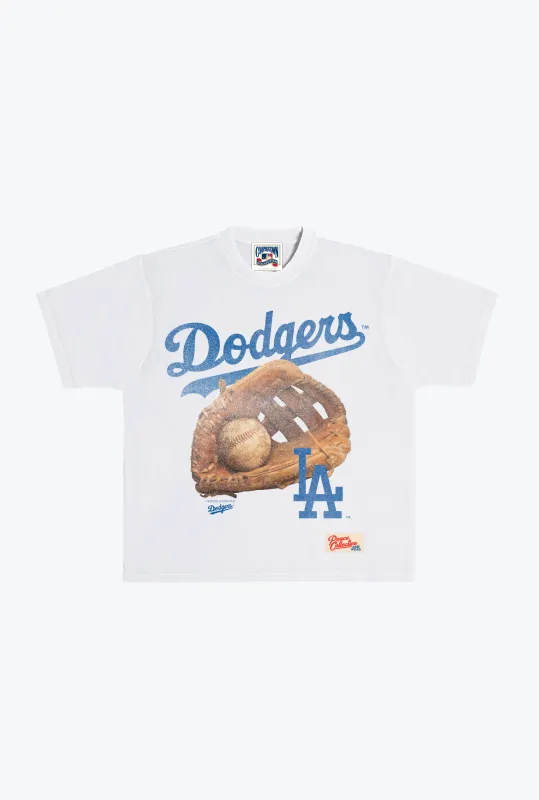 Los Angeles Dodgers Glove Vintage Heavyweight T-Shirt - White sold by Peace-Collective