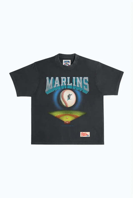 Miami Marlins Field Heavyweight Garment Dyed T-Shirt - Black sold by Peace-Collective