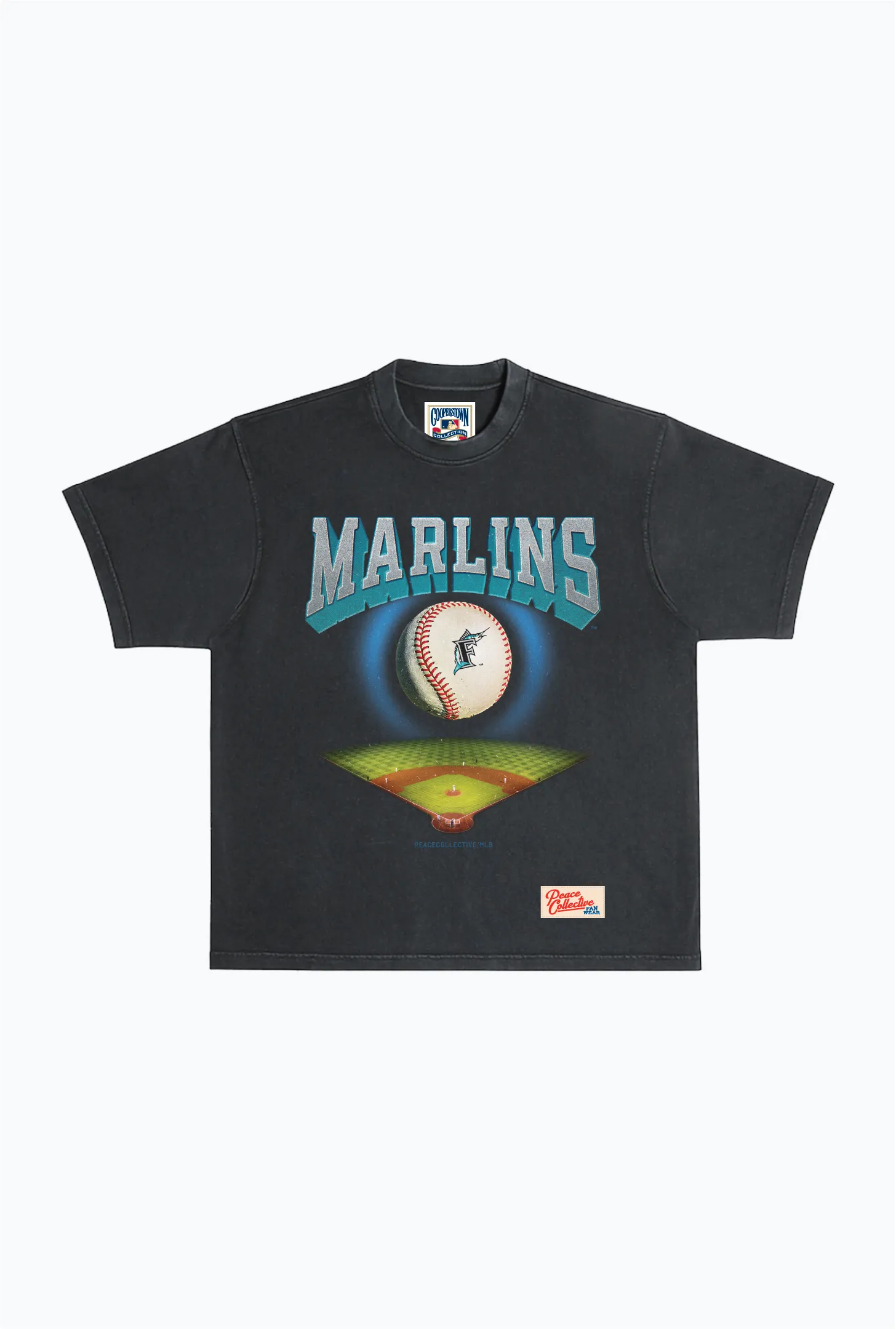 Miami Marlins Field Heavyweight Garment Dyed T-Shirt - Black sold by Peace-Collective
