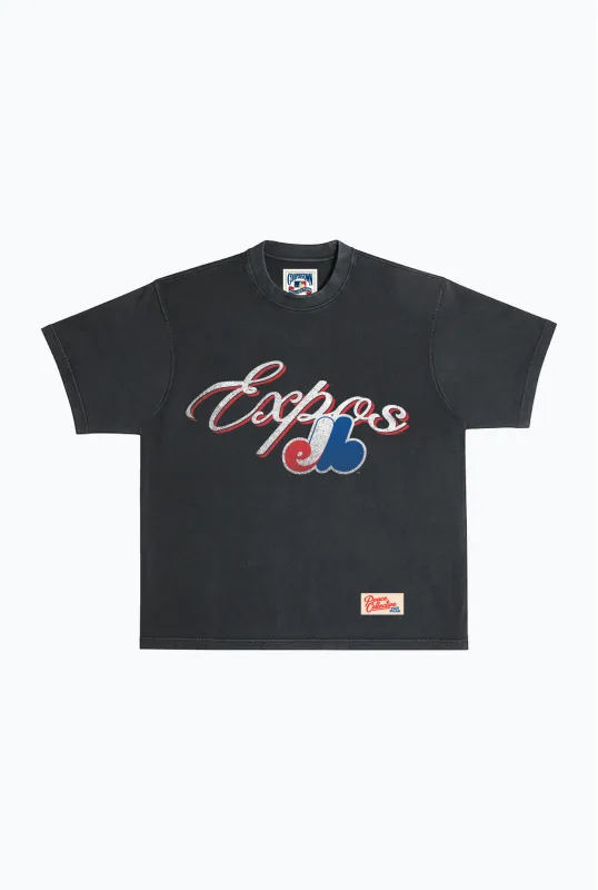 Montreal Expos Vintage Heavyweight Garment Dyed T-Shirt - Black sold by Peace-Collective