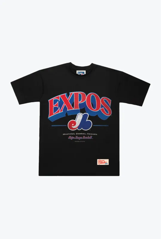 Montreal Expos Vintage Graphic Heavyweight T-Shirt - Black sold by Peace-Collective