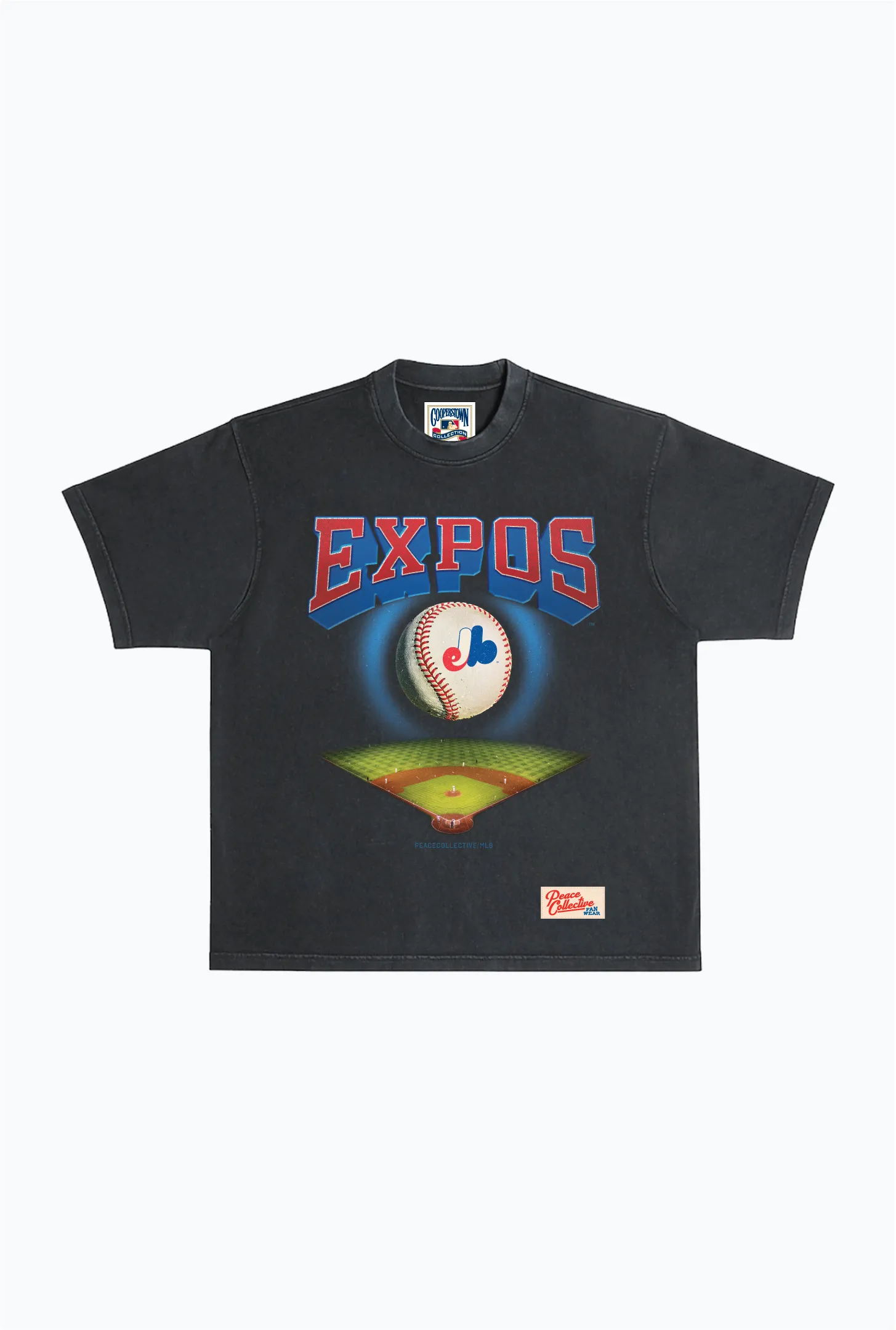Montreal Expos Field Heavyweight Garment Dyed T-Shirt - Black sold by Peace-Collective