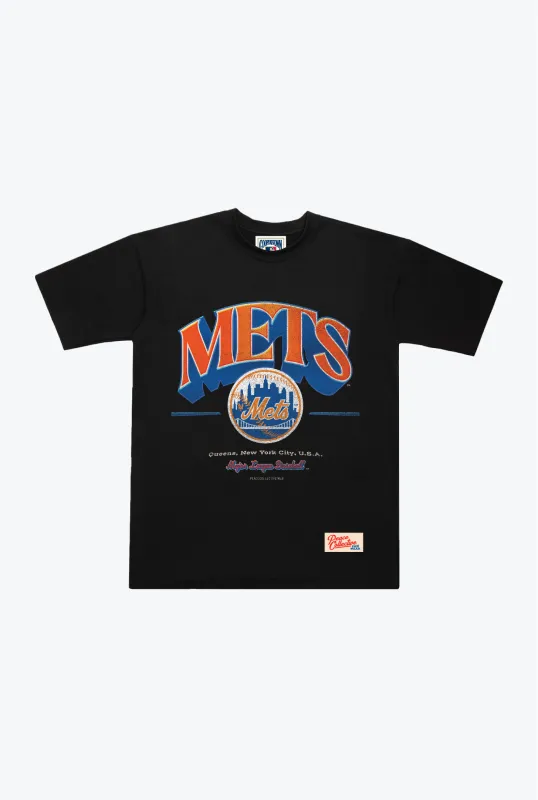 New York Mets Vintage Graphic Heavyweight T-Shirt - Black sold by Peace-Collective