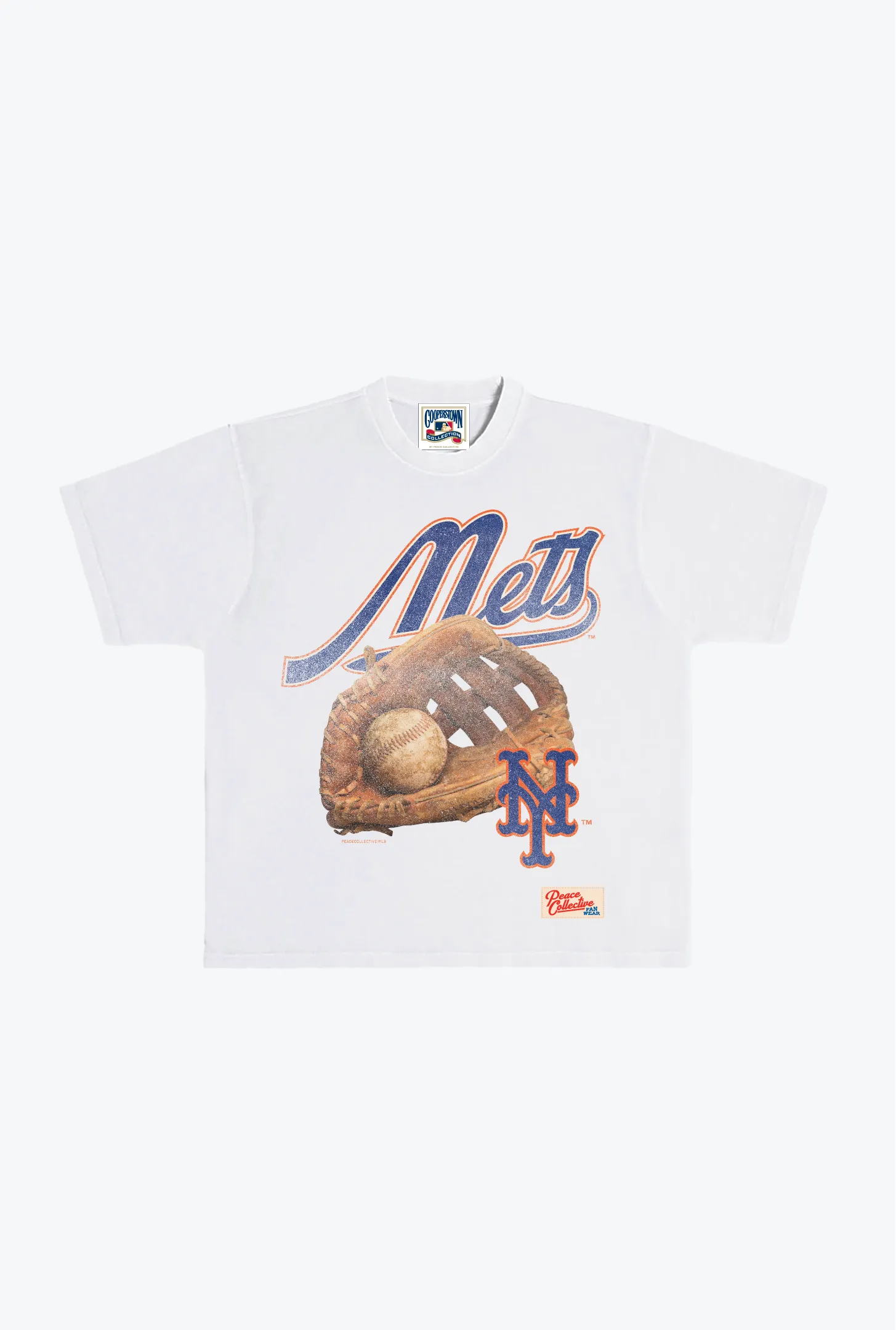 New York Mets Glove Vintage Heavyweight T-Shirt - White sold by Peace-Collective