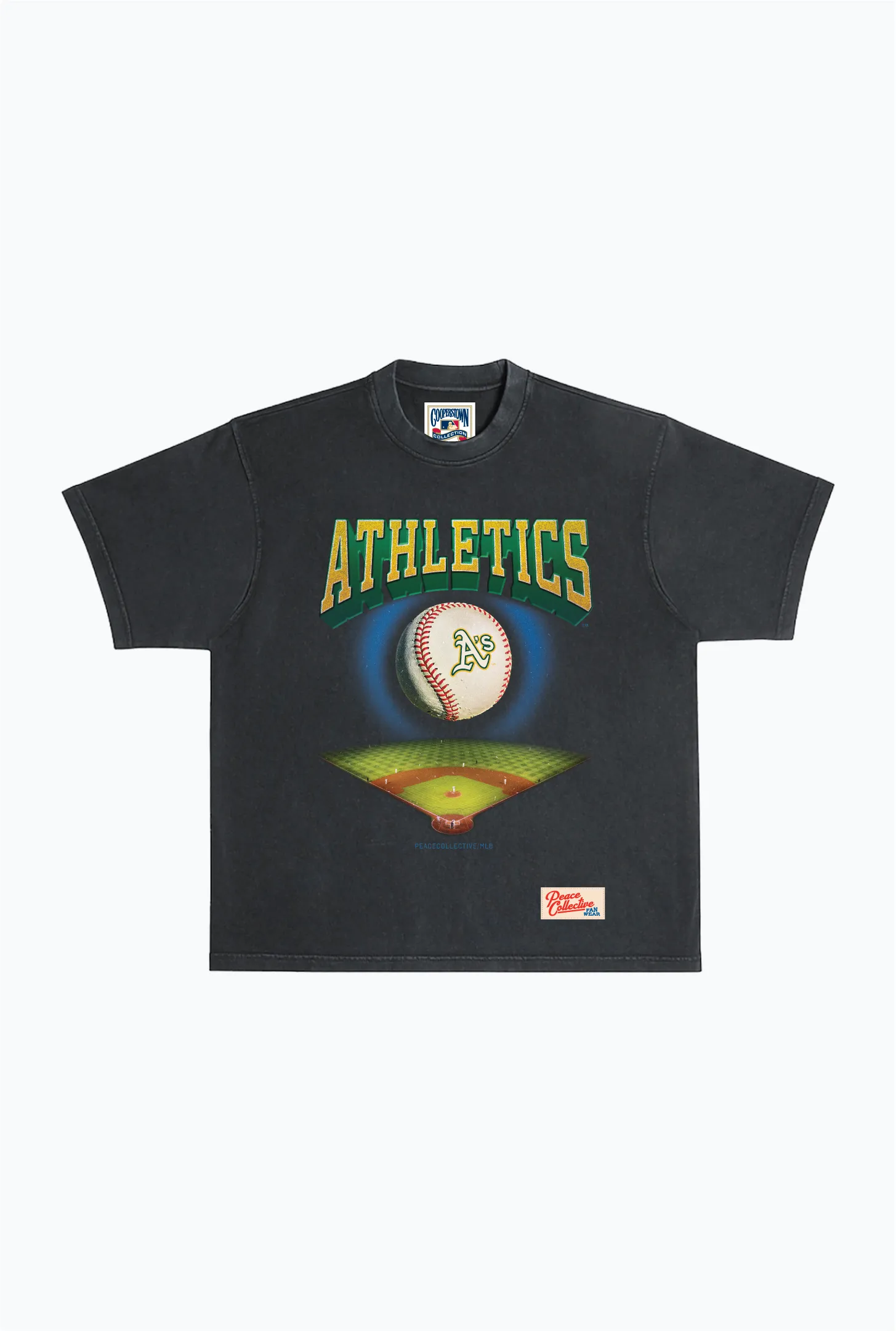 Oakland Athletics Field Heavyweight Garment Dyed T-Shirt - Black sold by Peace-Collective