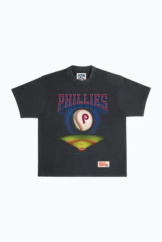 Philadelphia Phillies Field Heavyweight Garment Dyed T-Shirt - Black sold by Peace-Collective