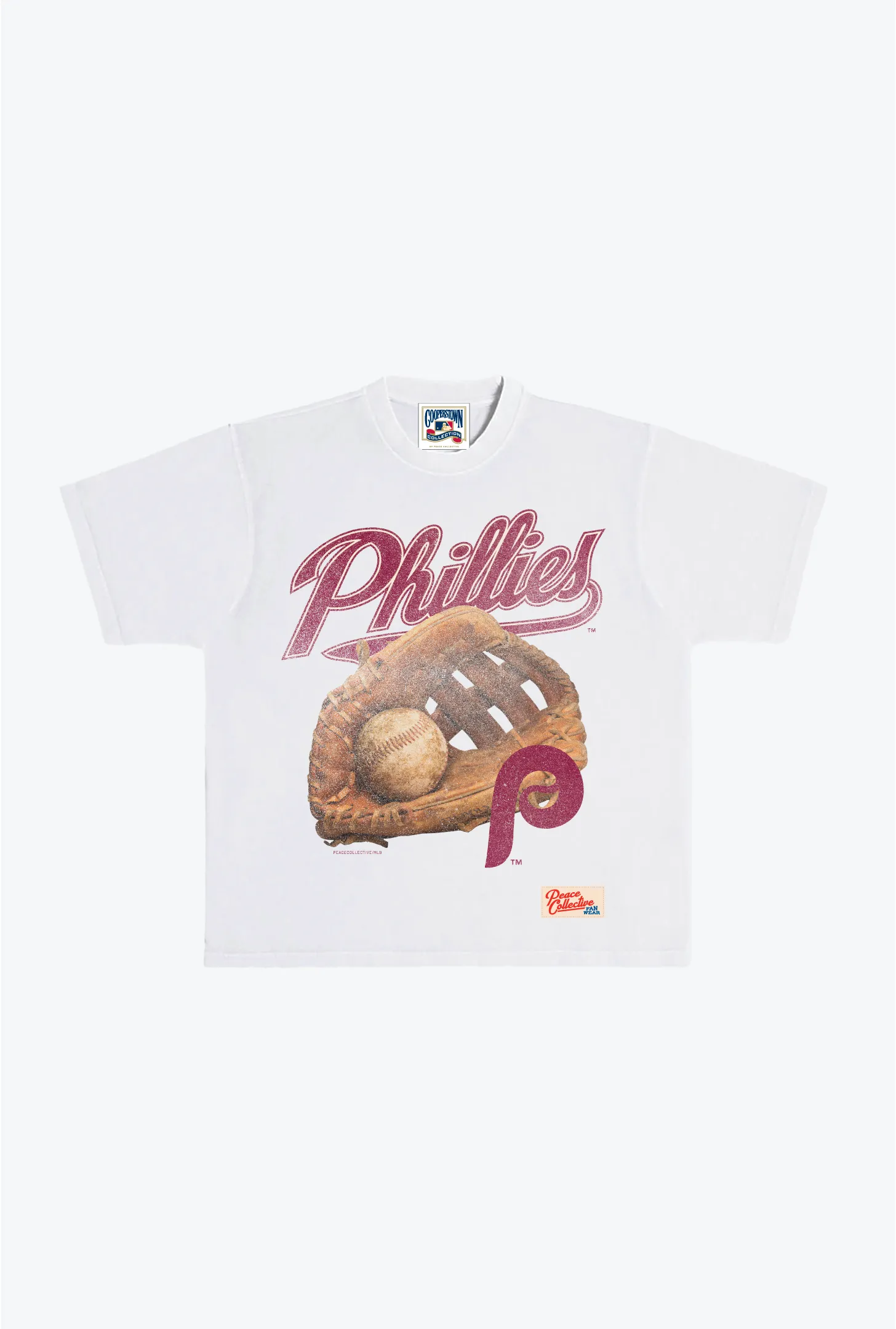 Philadelphia Phillies Glove Vintage Heavyweight T-Shirt - White sold by Peace-Collective