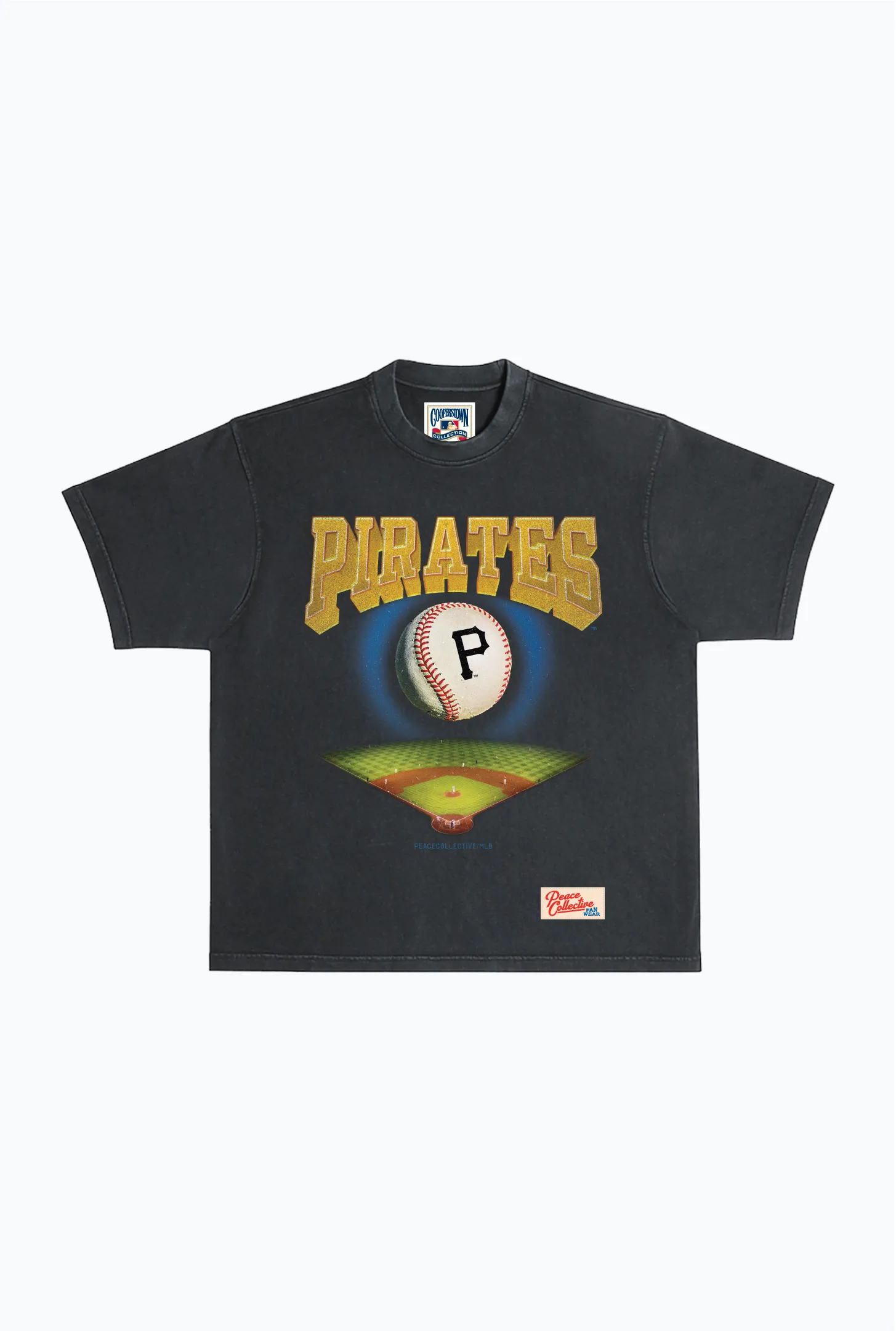 Pittsburgh Pirates Field Heavyweight Garment Dyed T-Shirt - Black sold by Peace-Collective