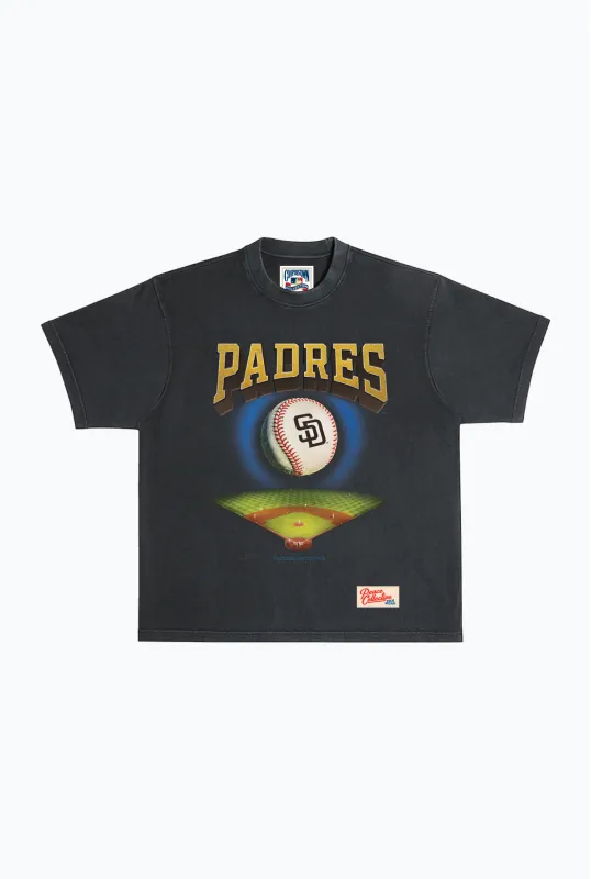 San Diego Padres Field Heavyweight Garment Dyed T-Shirt - Black sold by Peace-Collective
