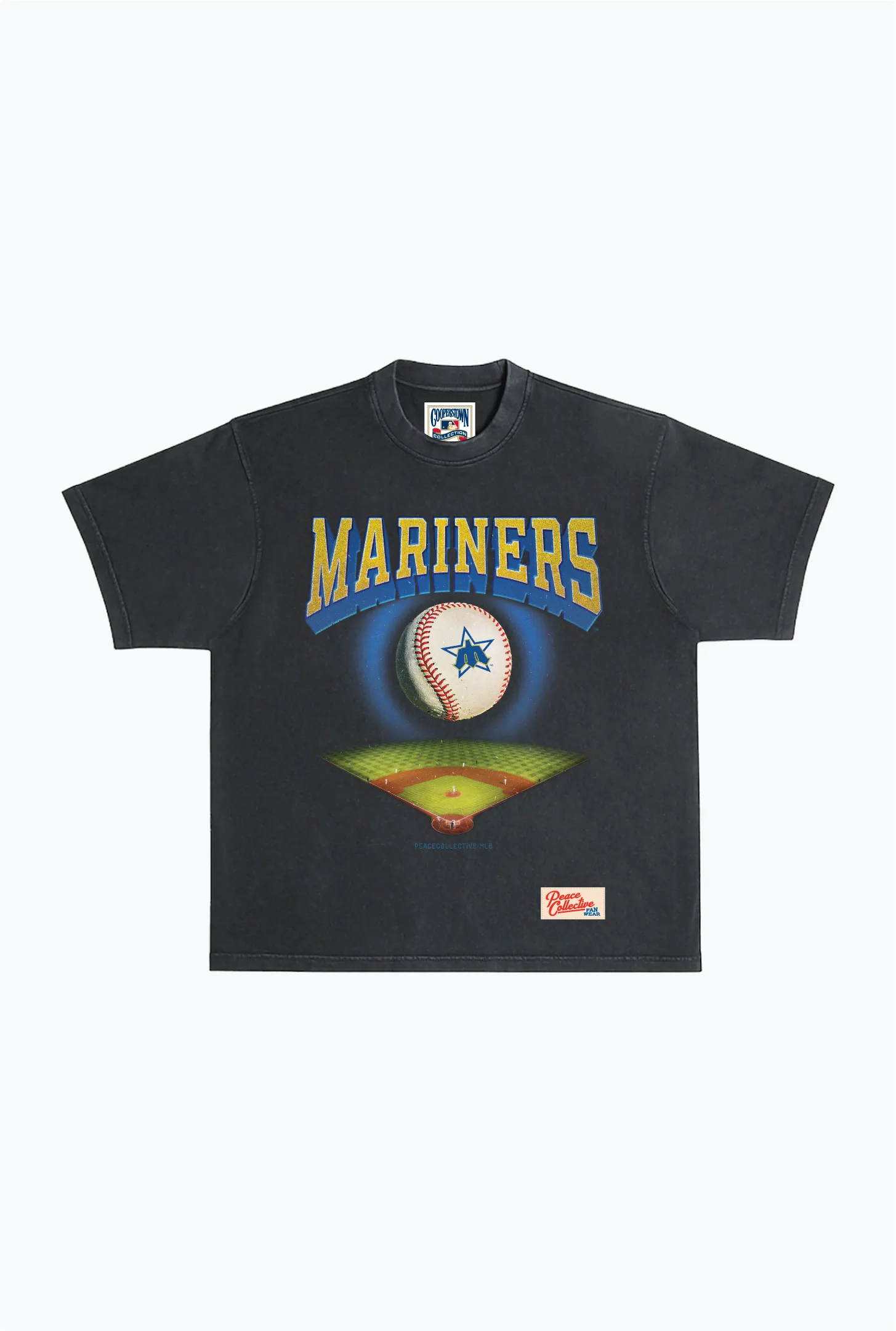 Seattle Mariners Field Heavyweight Garment Dyed T-Shirt - Black sold by Peace-Collective