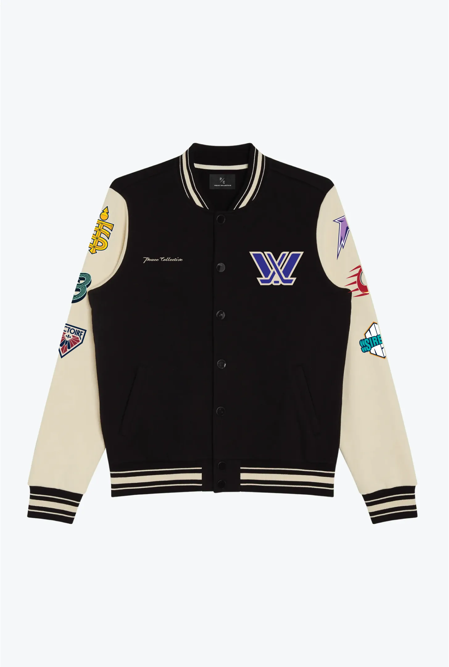 PWHL Own The Ice Letterman Jacket - Black/Ivory sold by Peace-Collective