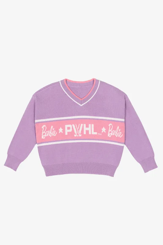 Barbie x PWHL Womens V-Neck Knit Sweater - Pastel Lilac sold by Peace-Collective