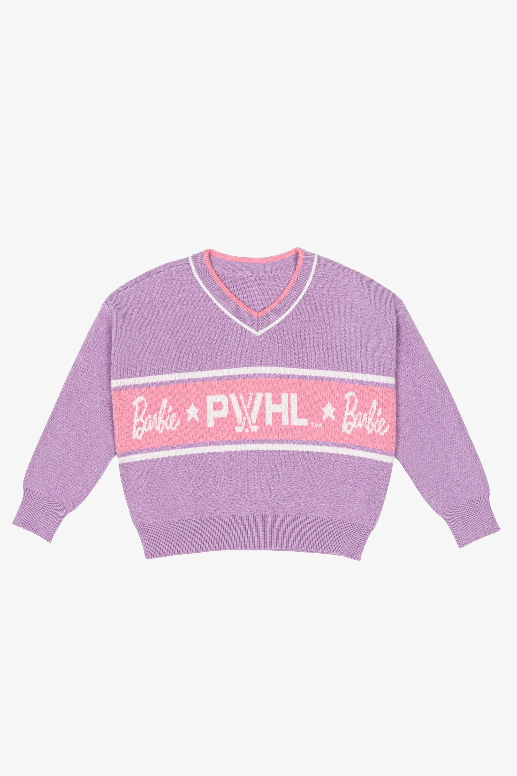 Barbie x PWHL Womens V-Neck Knit Sweater - Pastel Lilac sold by Peace-Collective