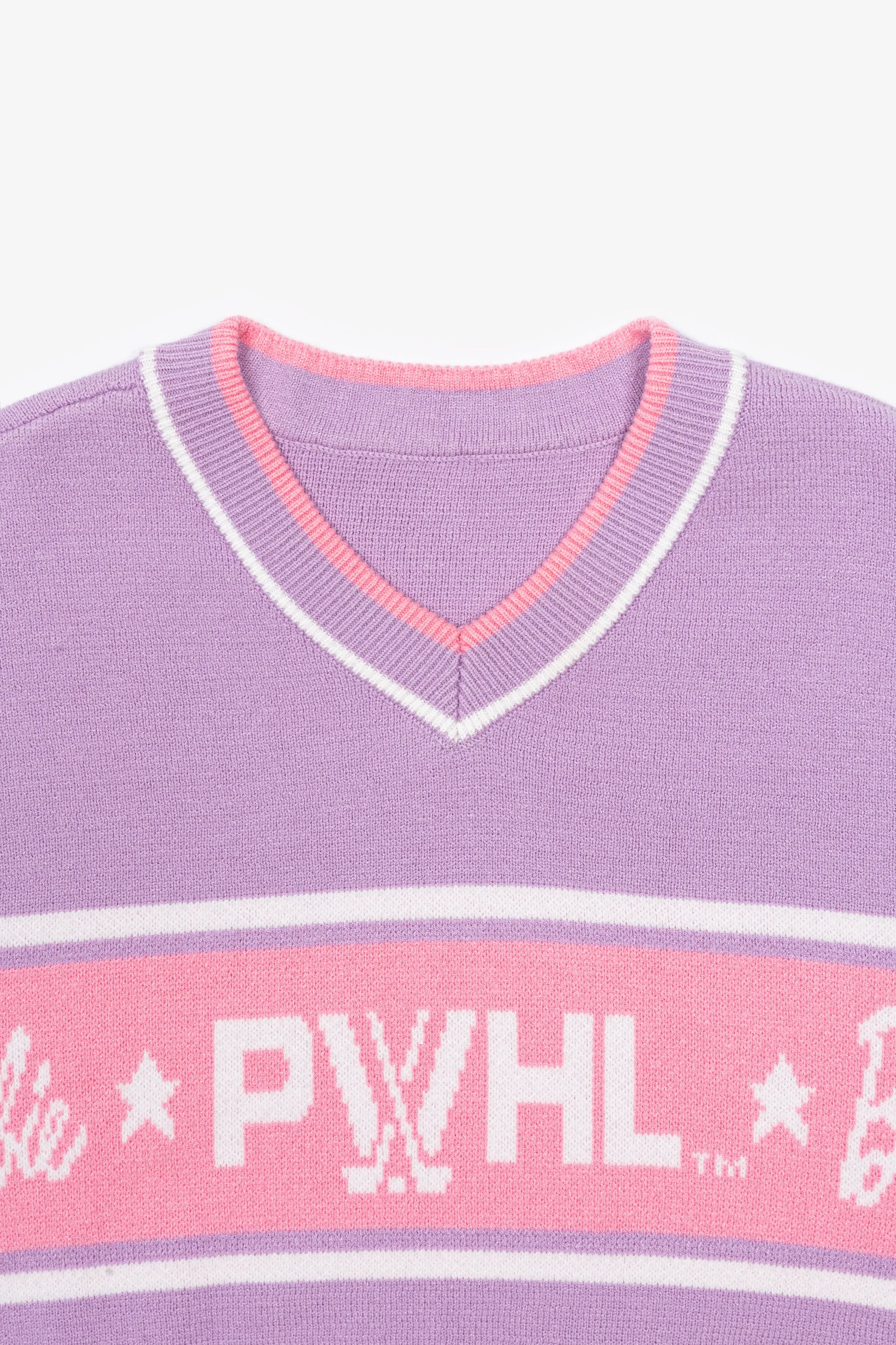 Barbie x PWHL Womens V-Neck Knit Sweater - Pastel Lilac sold by Peace-Collective product image thumbnail 3