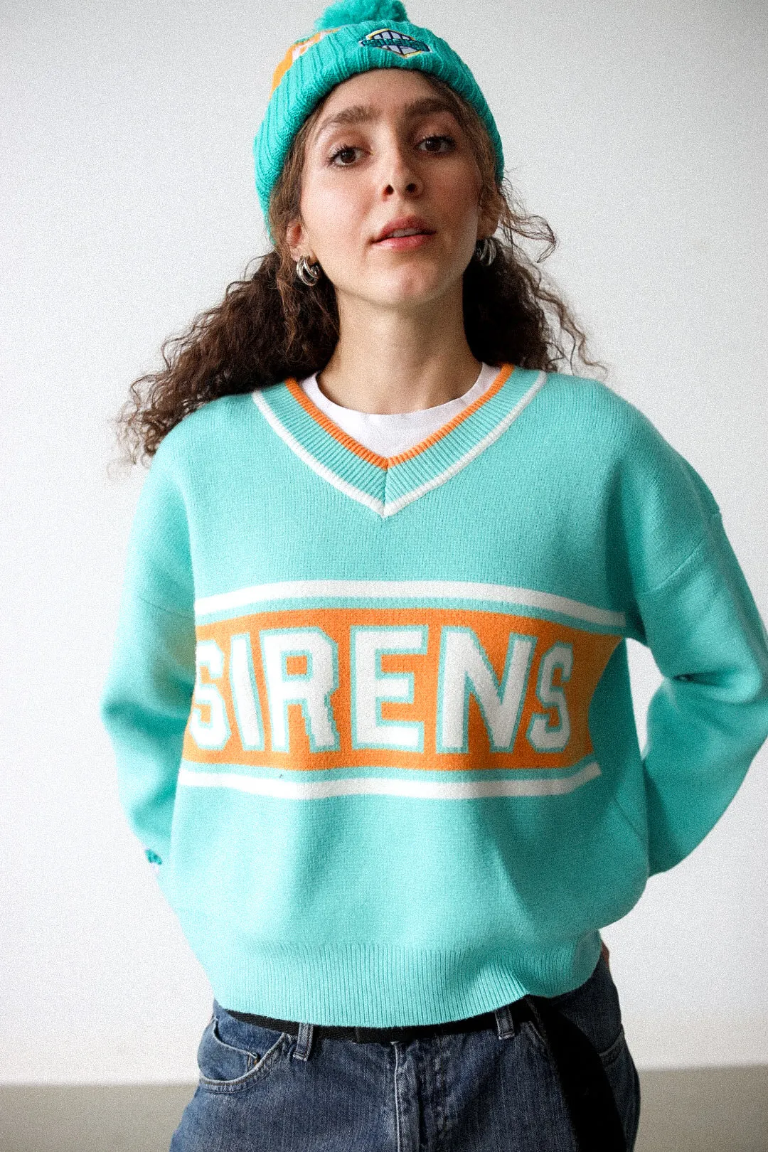 New York Sirens Womens V-Neck Knit Sweater - Teal sold by Peace-Collective product image thumbnail 2