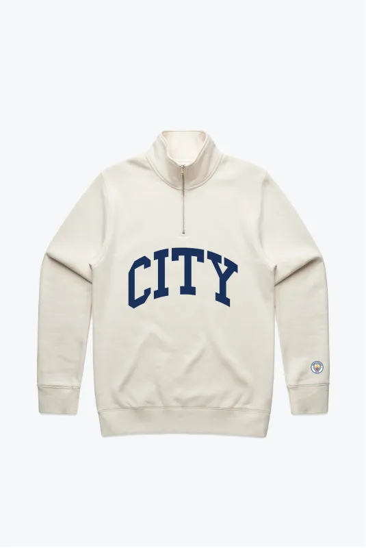 Manchester City FC Collegiate Quarter Zip - Ivory sold by Peace-Collective