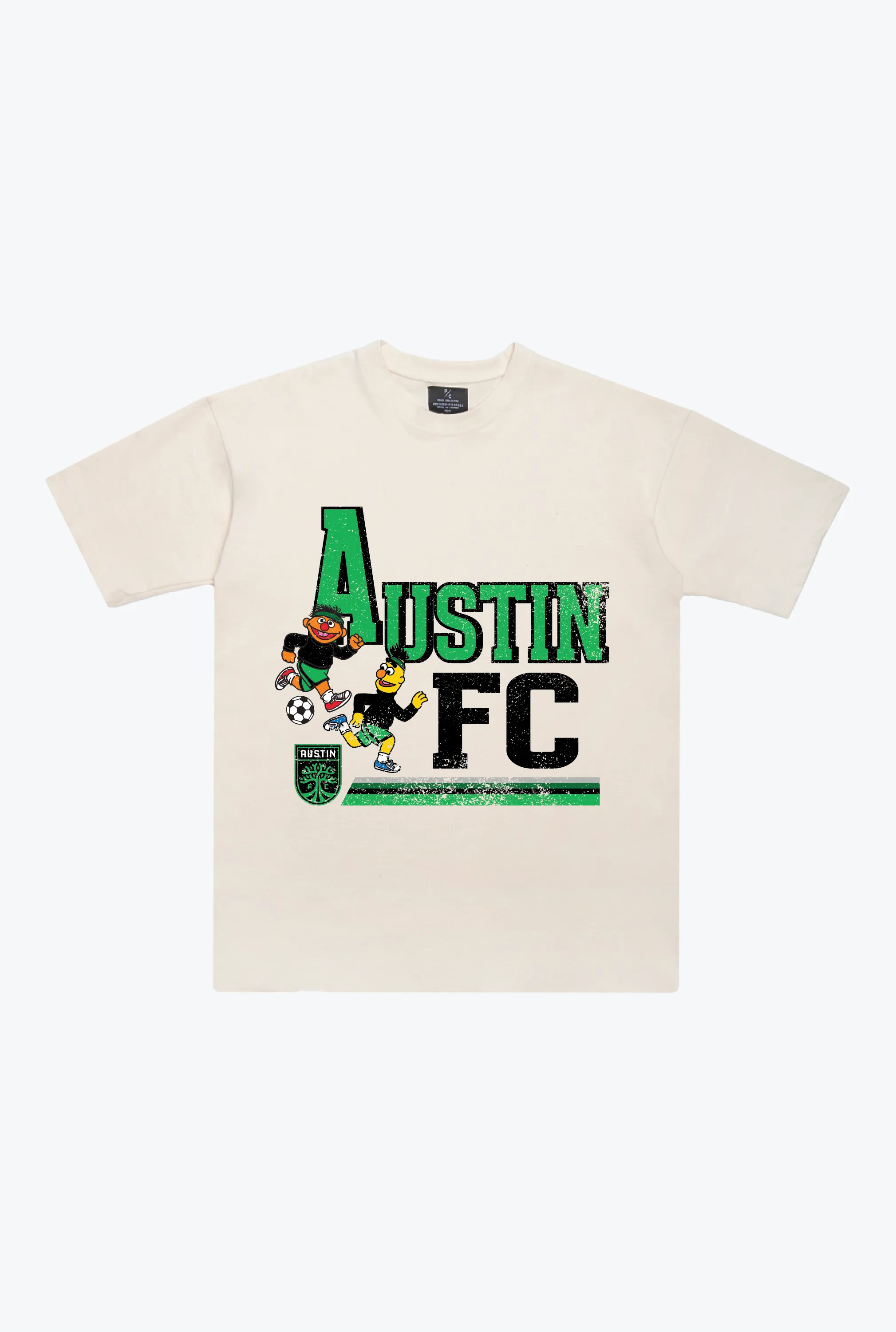 Austin FC x Sesame Street Stacked Heavyweight T-Shirt - Ivory sold by Peace-Collective
