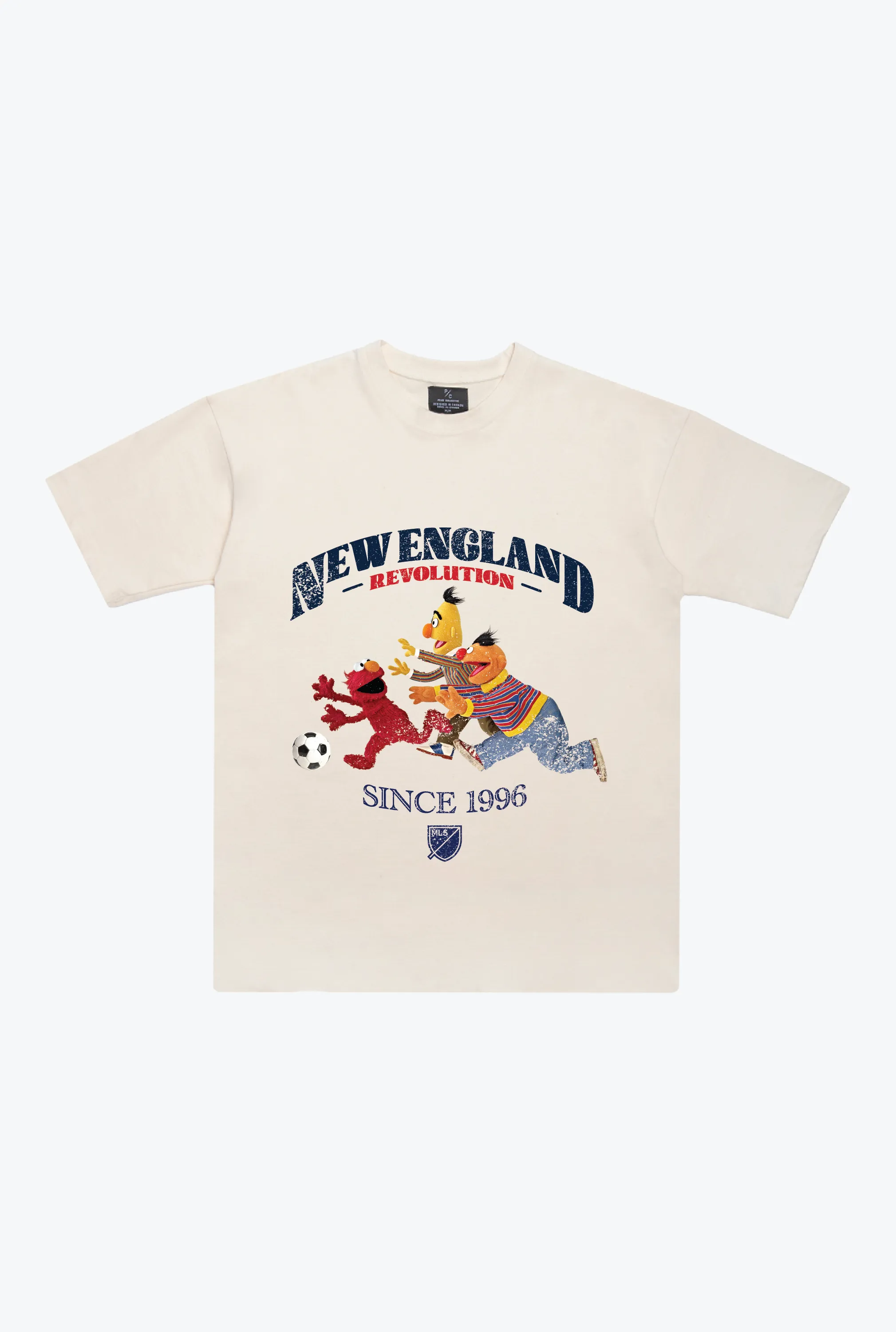 New England Revolution x Sesame Street Chase Heavyweight T-Shirt - Ivory sold by Peace-Collective