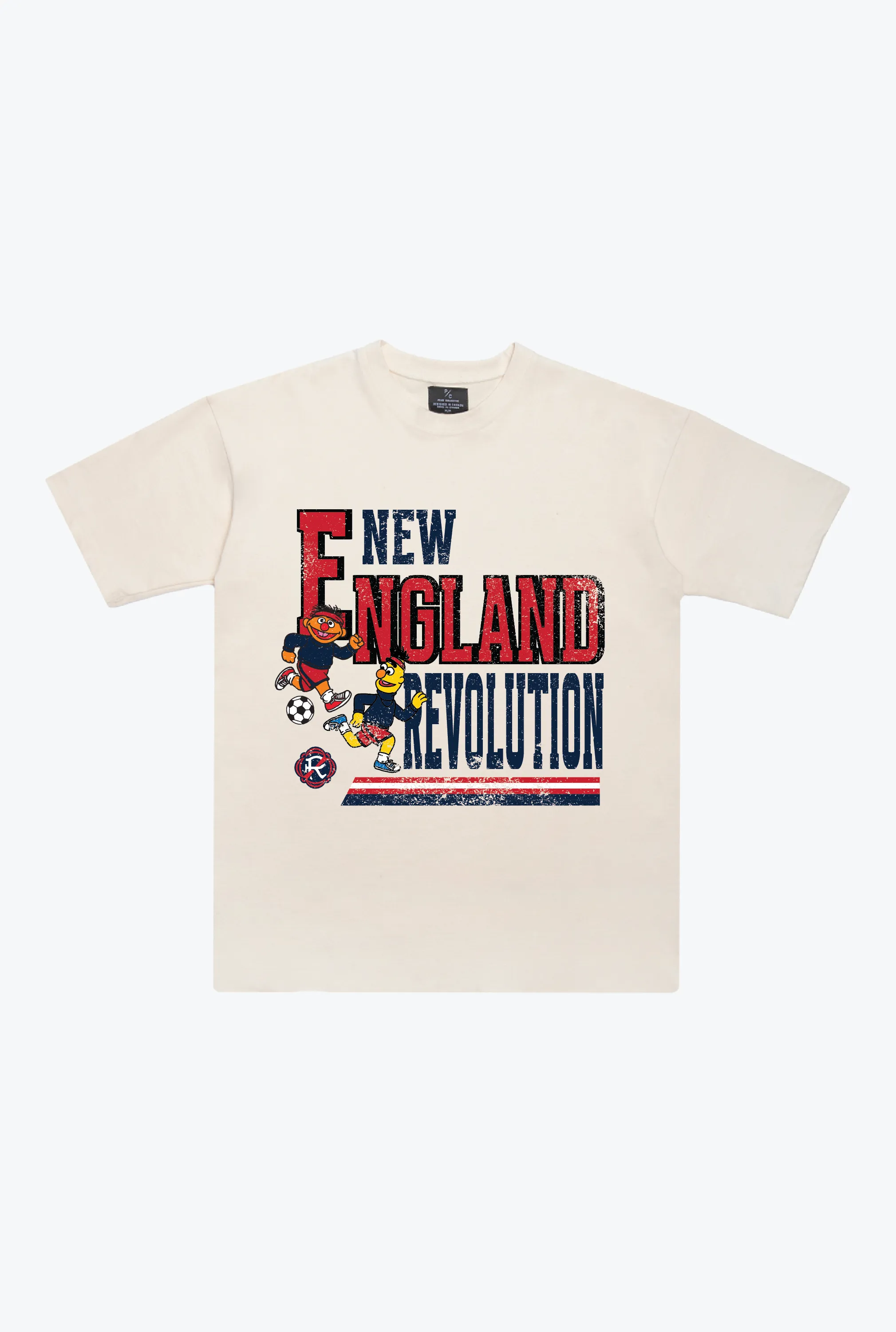 New England Revolution x Sesame Street Stacked Heavyweight T-Shirt - Ivory sold by Peace-Collective