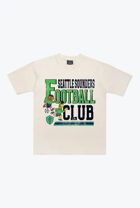 Seattle Sounders x Sesame Street Stacked Heavyweight T-Shirt - Ivory sold by Peace-Collective