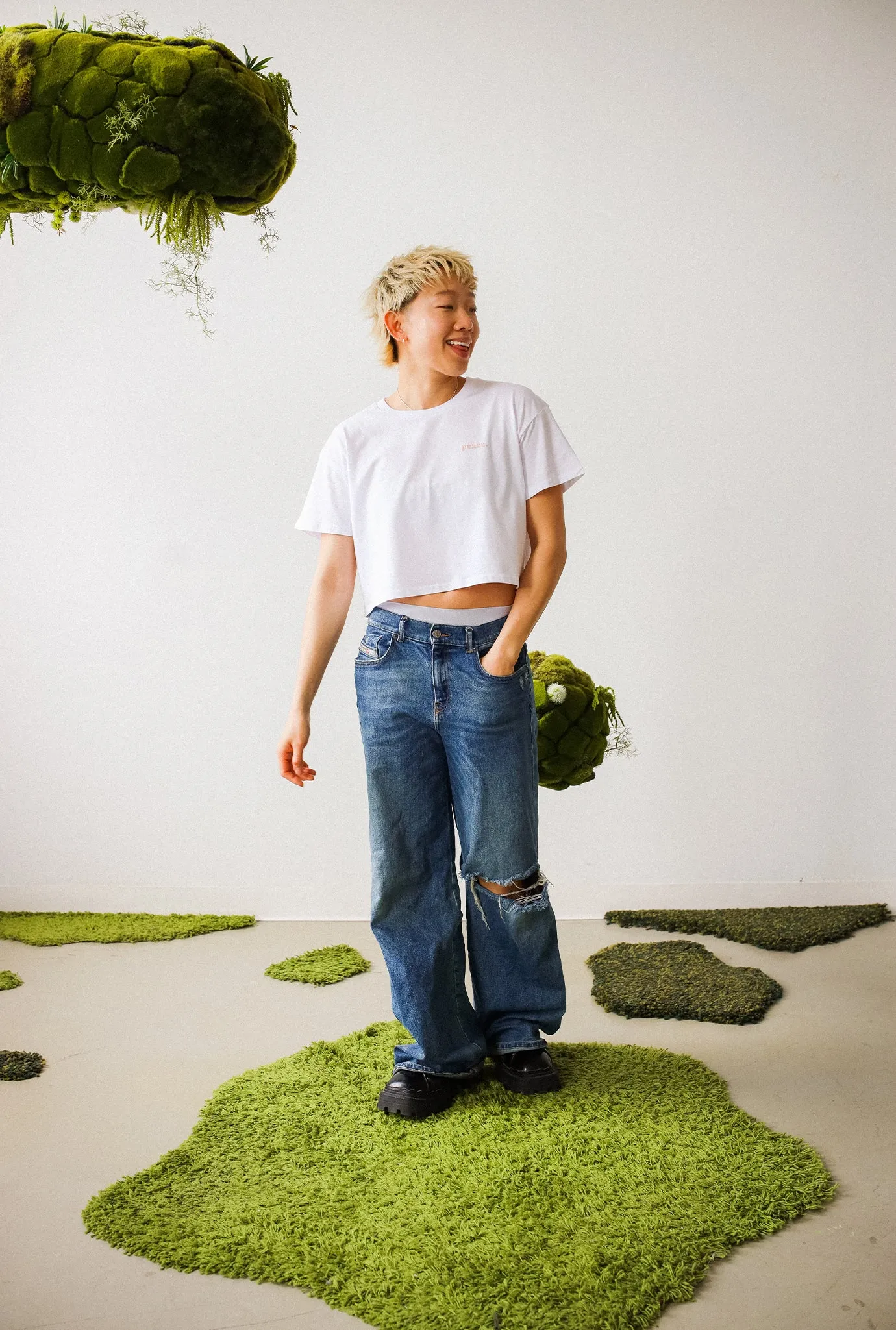 Peace Basics Womens Cropped T-Shirt - White sold by Peace-Collective product image thumbnail 3