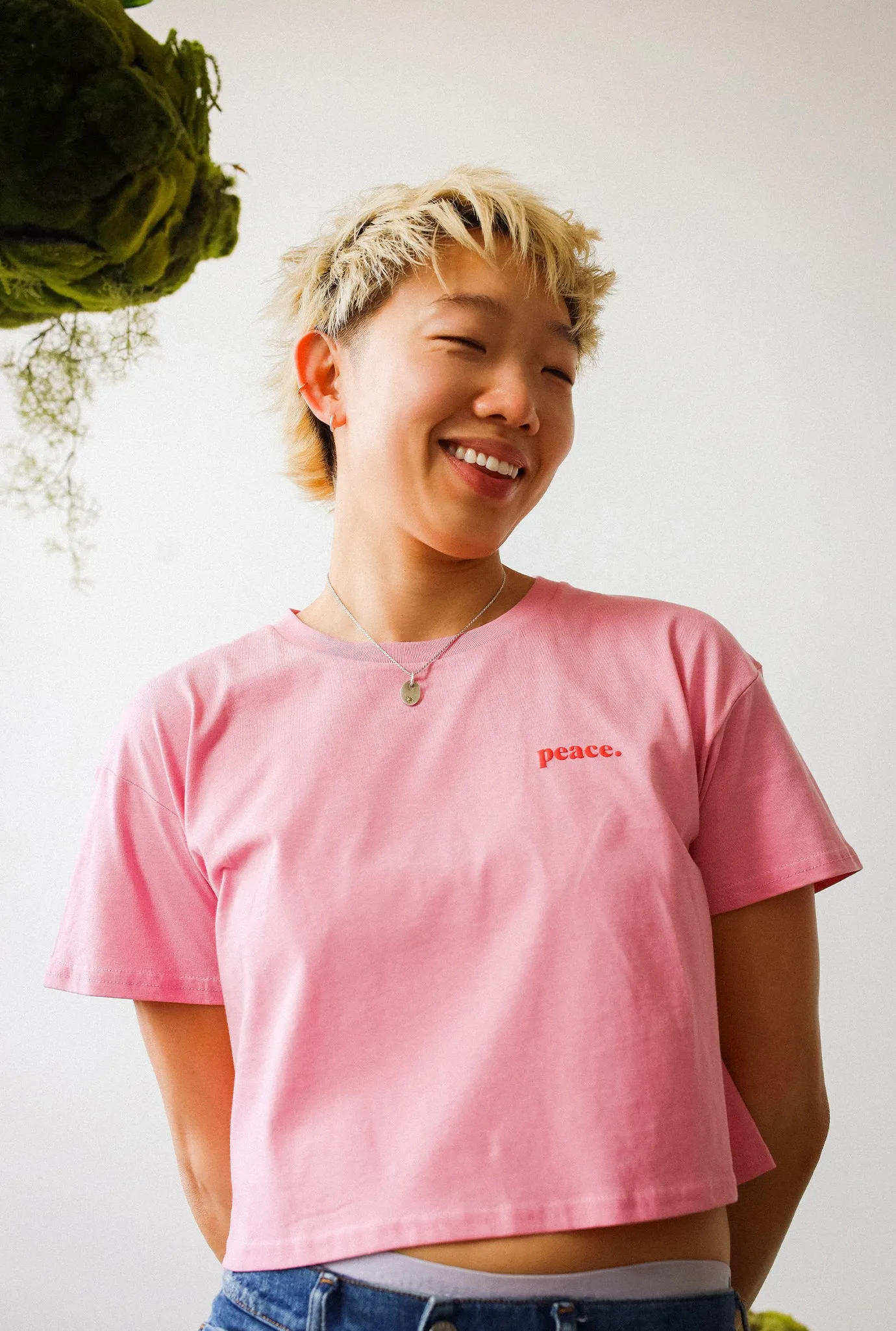Peace Basics Womens Cropped T-Shirt - Pink sold by Peace-Collective product image thumbnail 3