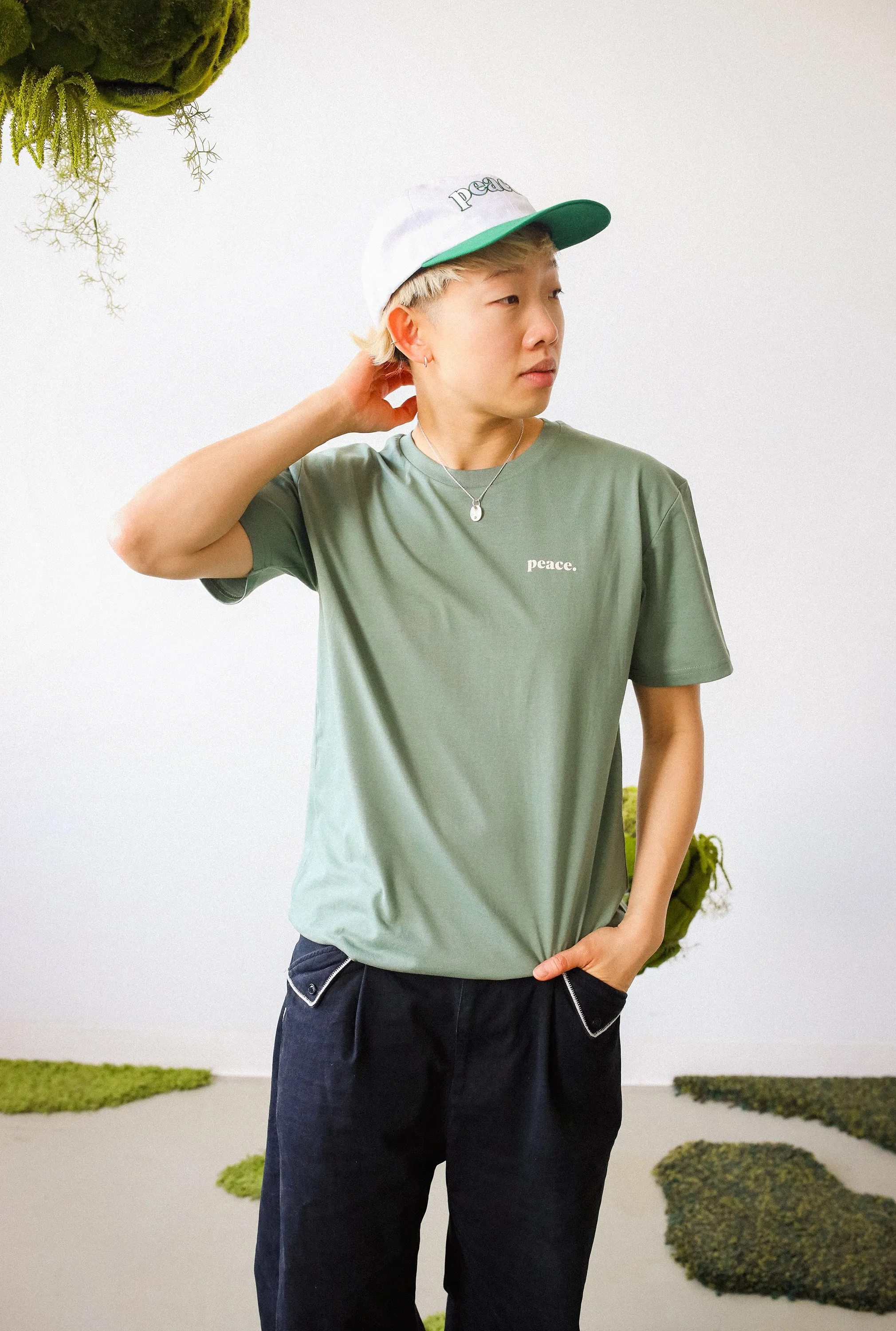 Peace Basics Cropped T-Shirt - Sage Green sold by Peace-Collective product image thumbnail 2