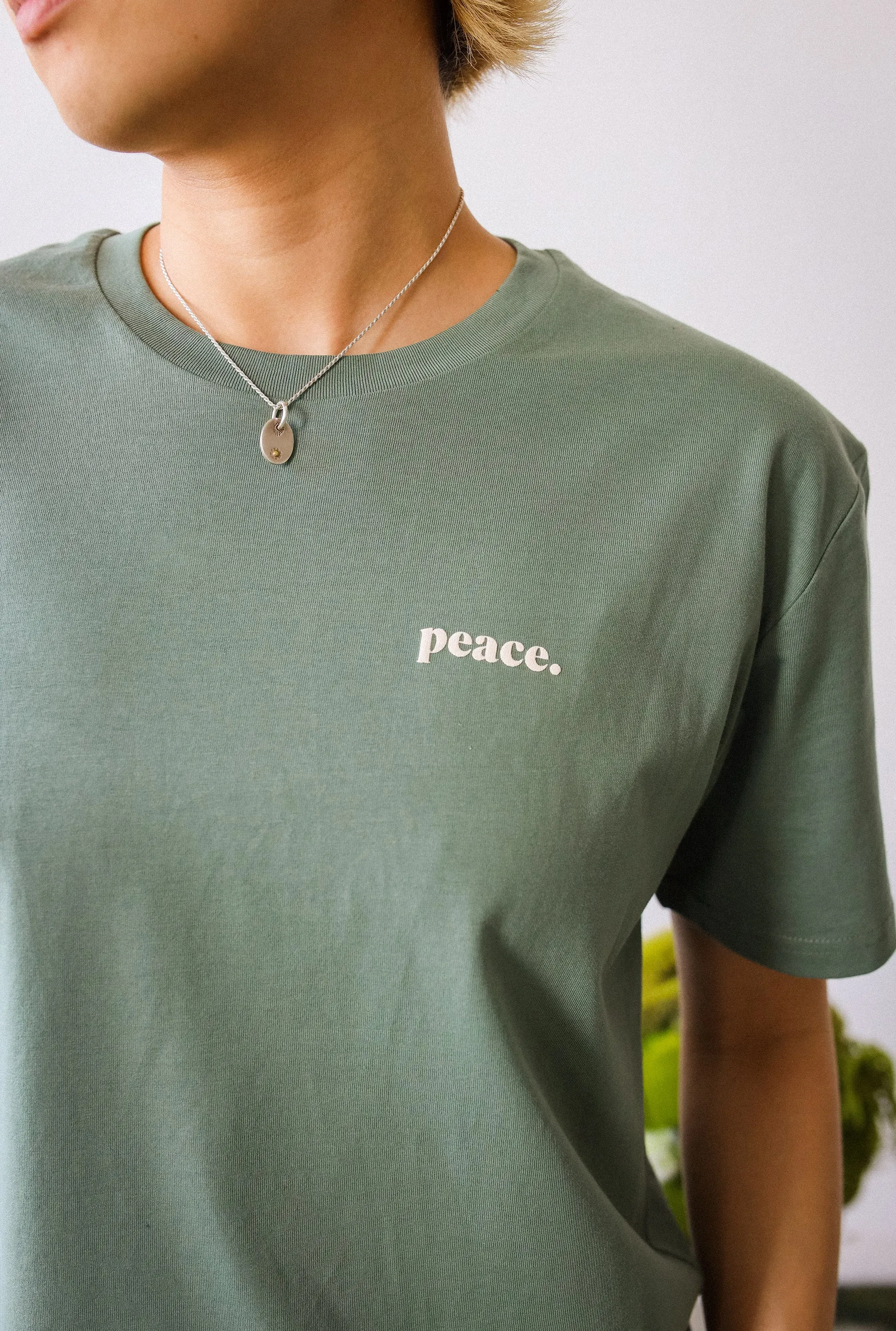Peace Basics Cropped T-Shirt - Sage Green sold by Peace-Collective product image thumbnail 3